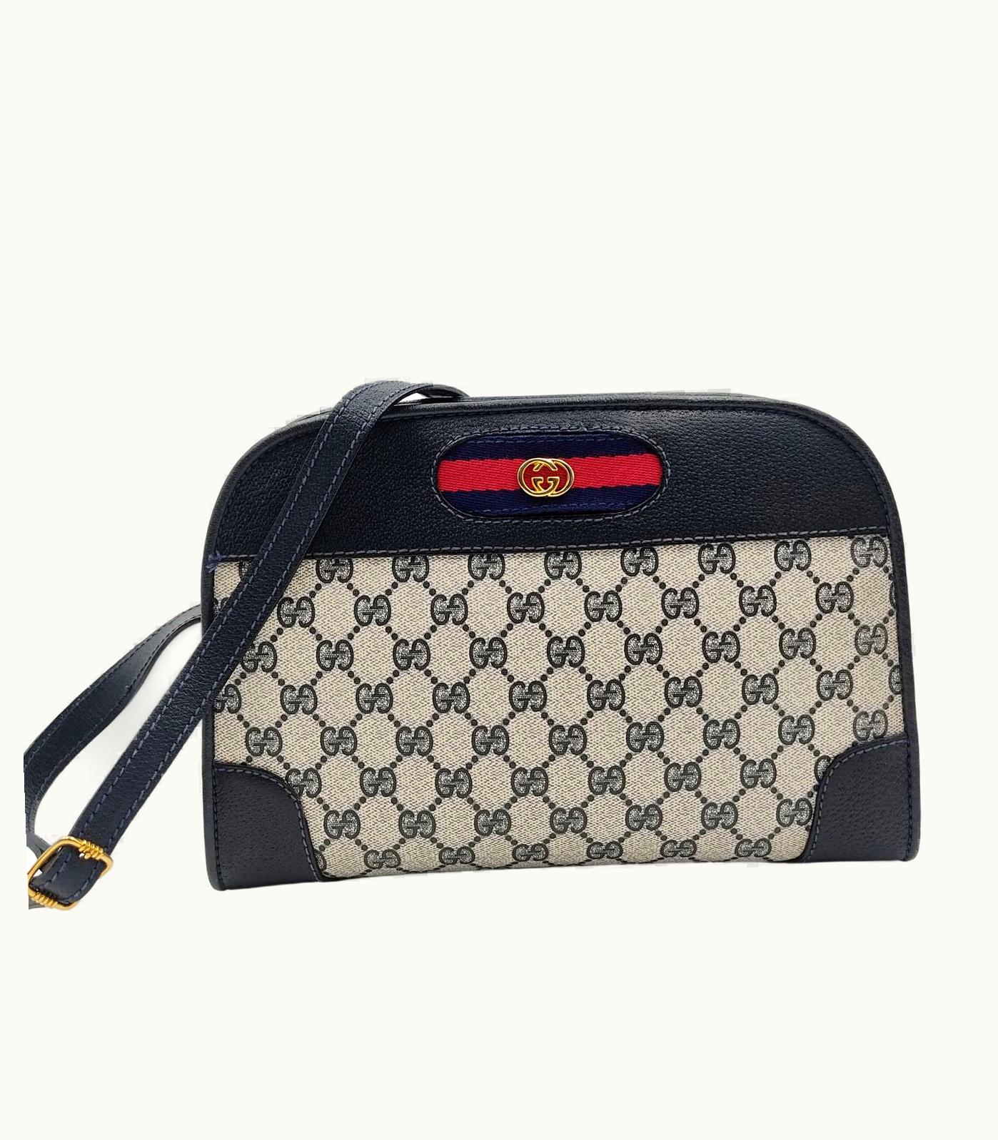 Gucci Gucci Vintage Web Shoulder Bag With Monogram Print