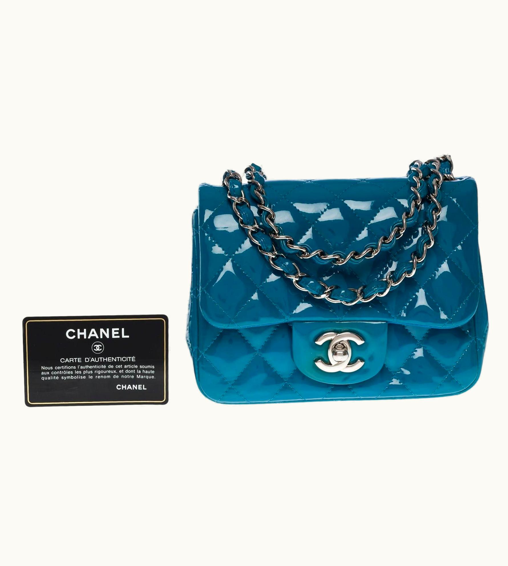Chanel Chanel Stunning Mini Timeless Shoulder Bag In Blue Quilted Patent Leather