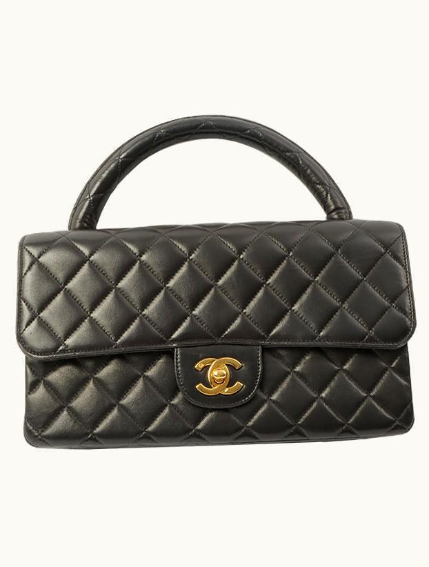Chanel Chanel Around 1992 Made Classic Flap Hand Bag Black