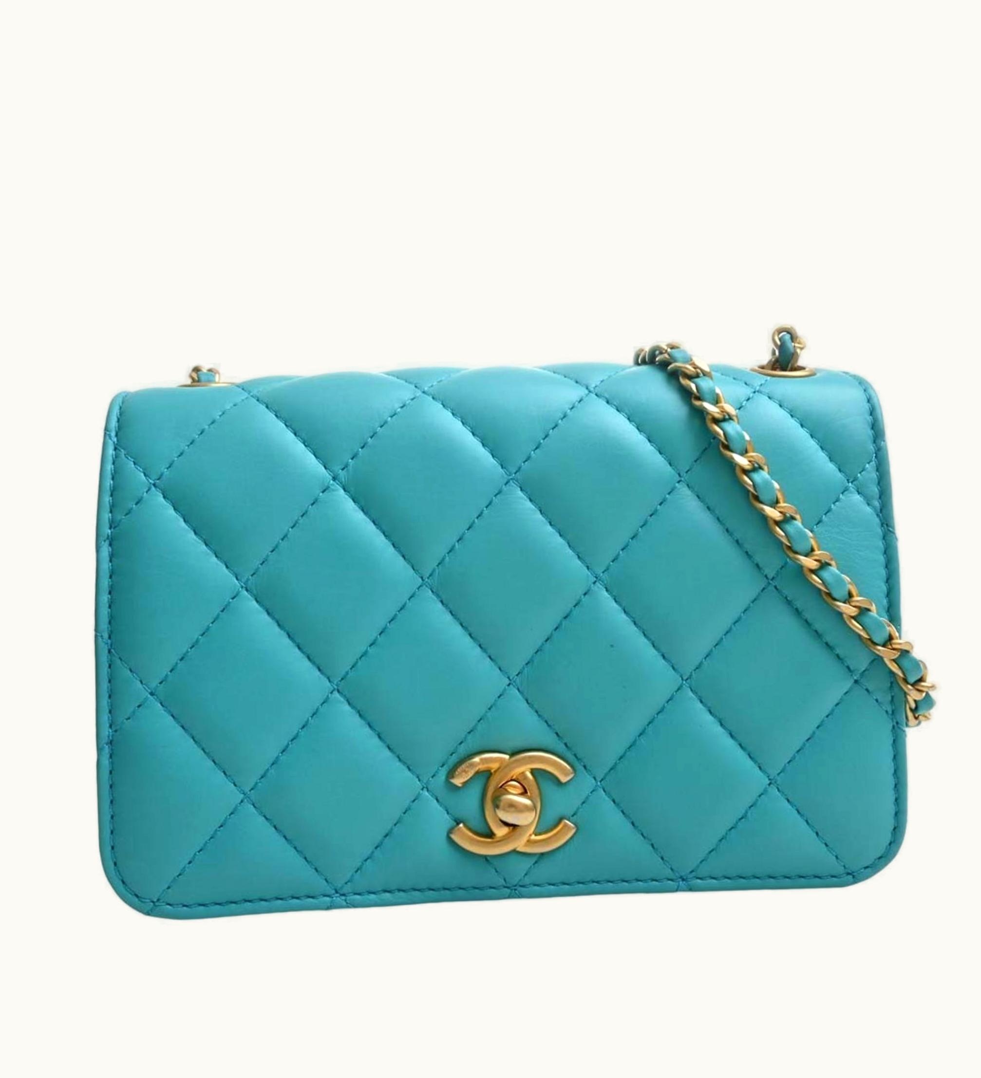 Chanel Chanel Lambskin Matelasse Coco Mark Chain Shoulder Bag Blue Ladies