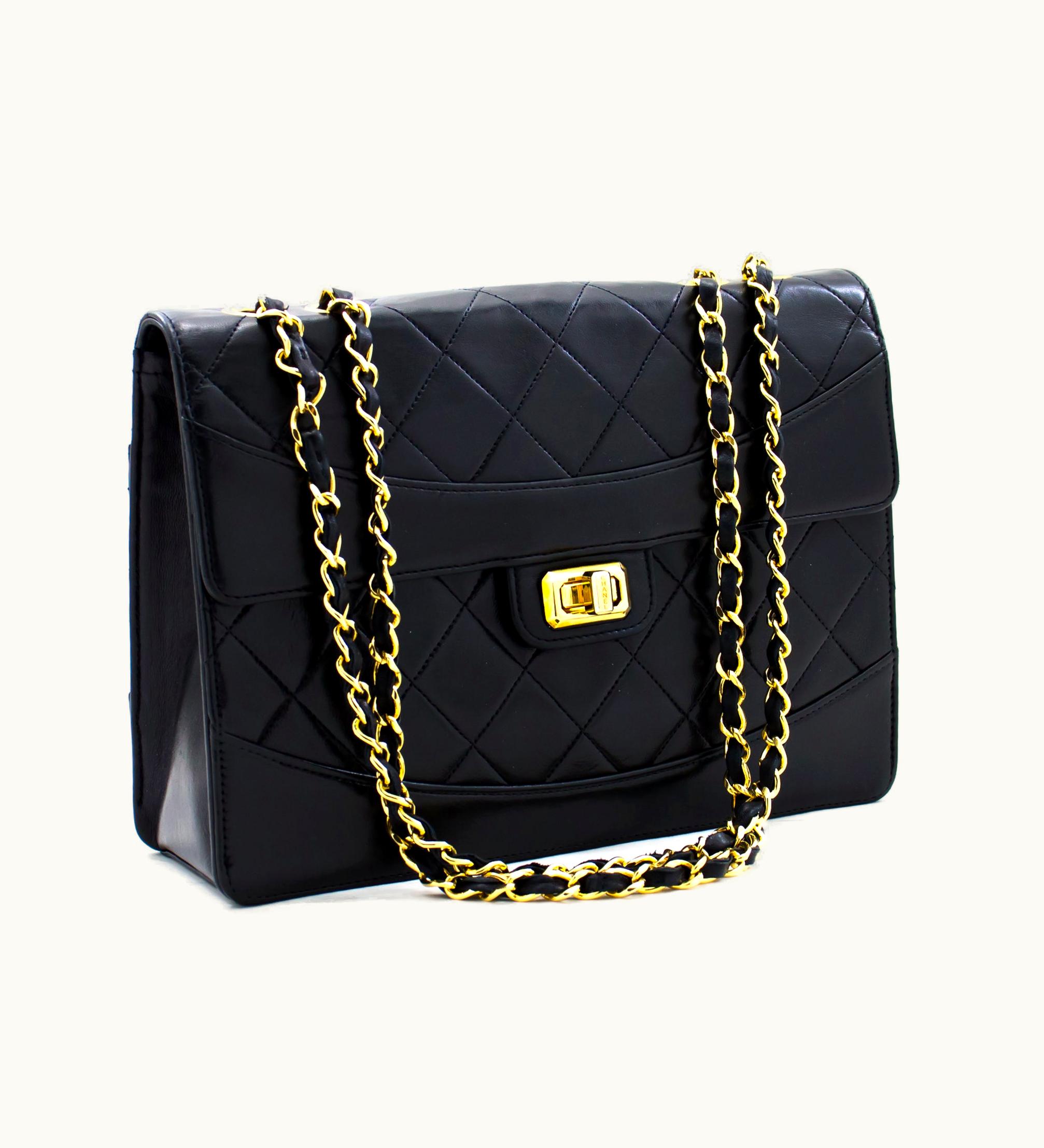 Chanel Chanel Vintage Classic Chain Shoulder Bag Black Quilted Flap Lamb