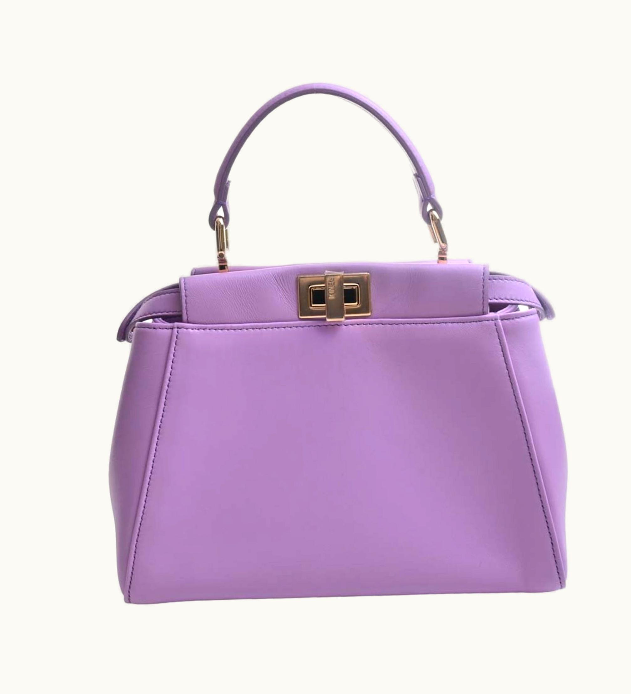 Fendi Fendi Leather Peekaboo Mini 2Way Handbag 8Bn244 Purple Ladies