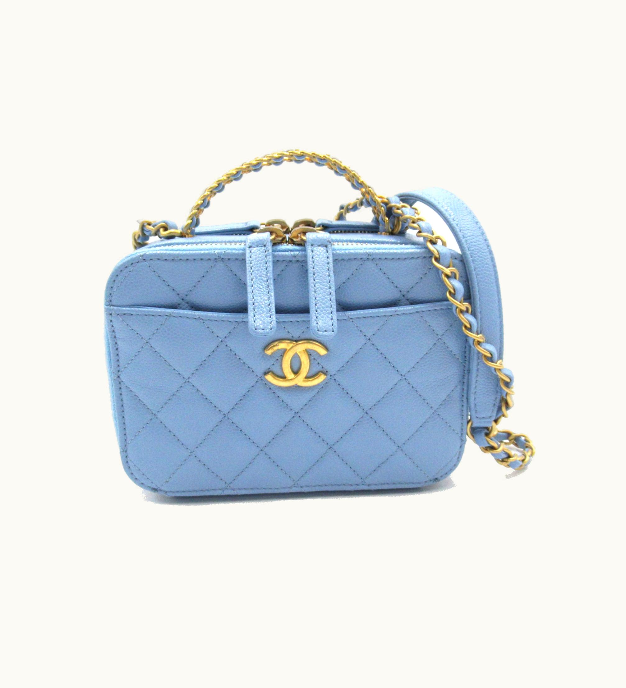Chanel Chanel 2Way Vanity Chainshoulder Blue Caviar Skin [Grained Calf]