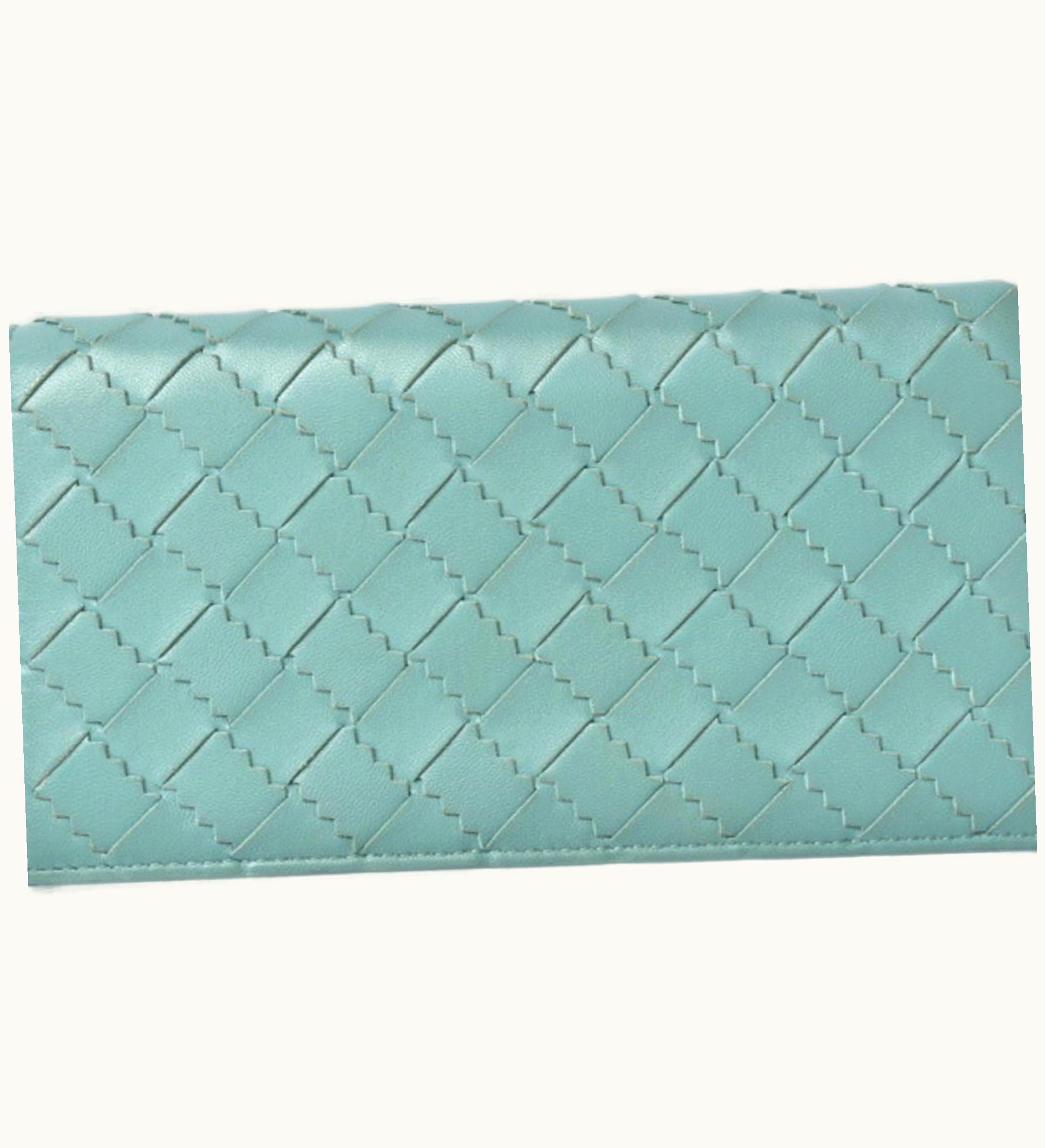 Bottega Veneta Bottega Veneta Intrecciato Long Flap Wallet Light Blue