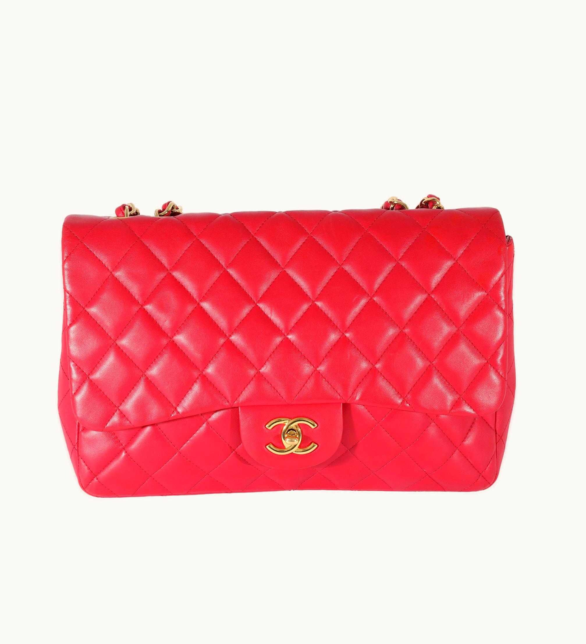 Chanel Chanel Jumbo Single Flap Bag Dark Pink Lambskin Luxe