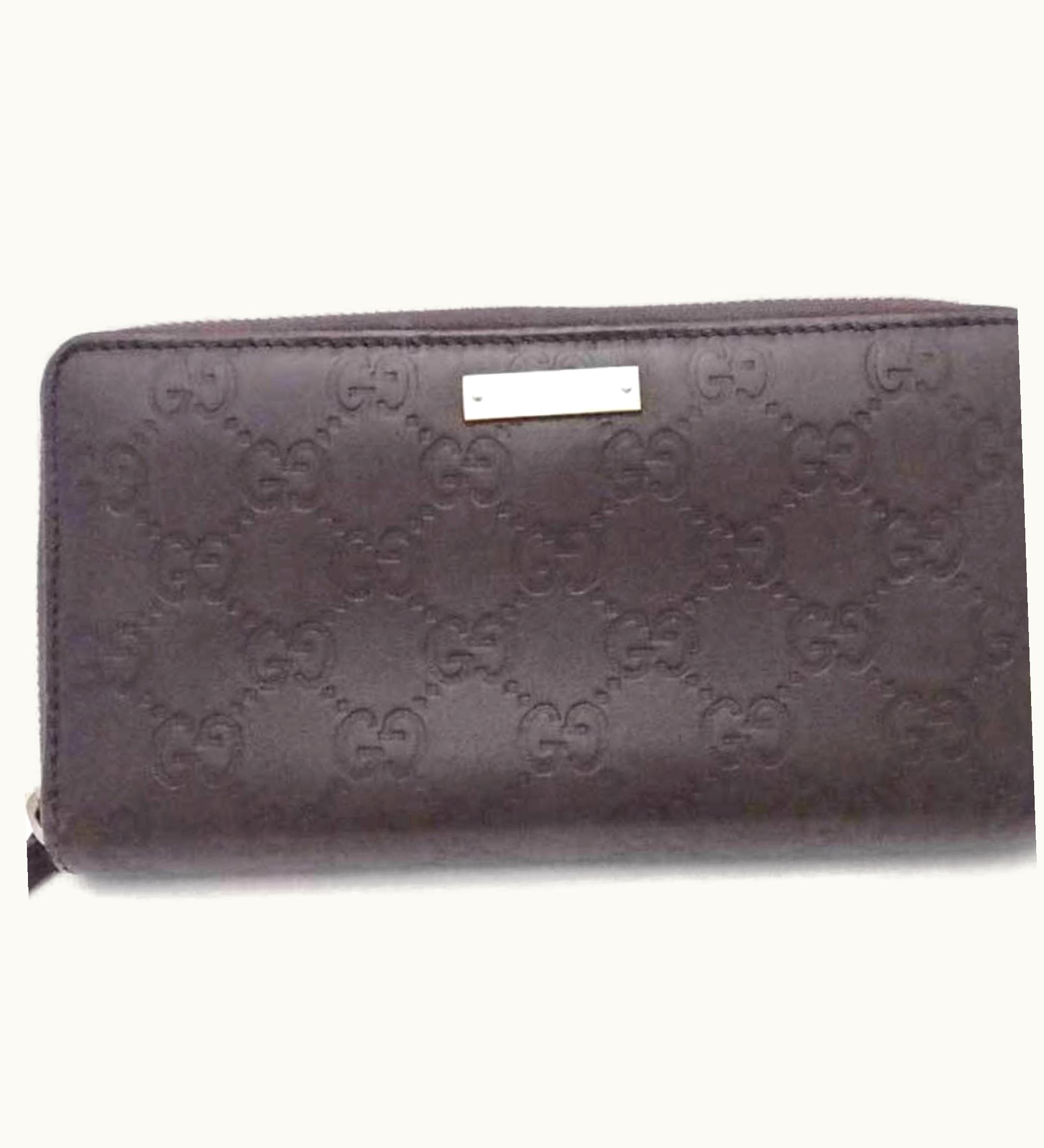 Gucci Gucci Round Zipper Long Wallet Sima Leather Dark Brown Gold Unisex 307988 E54473A