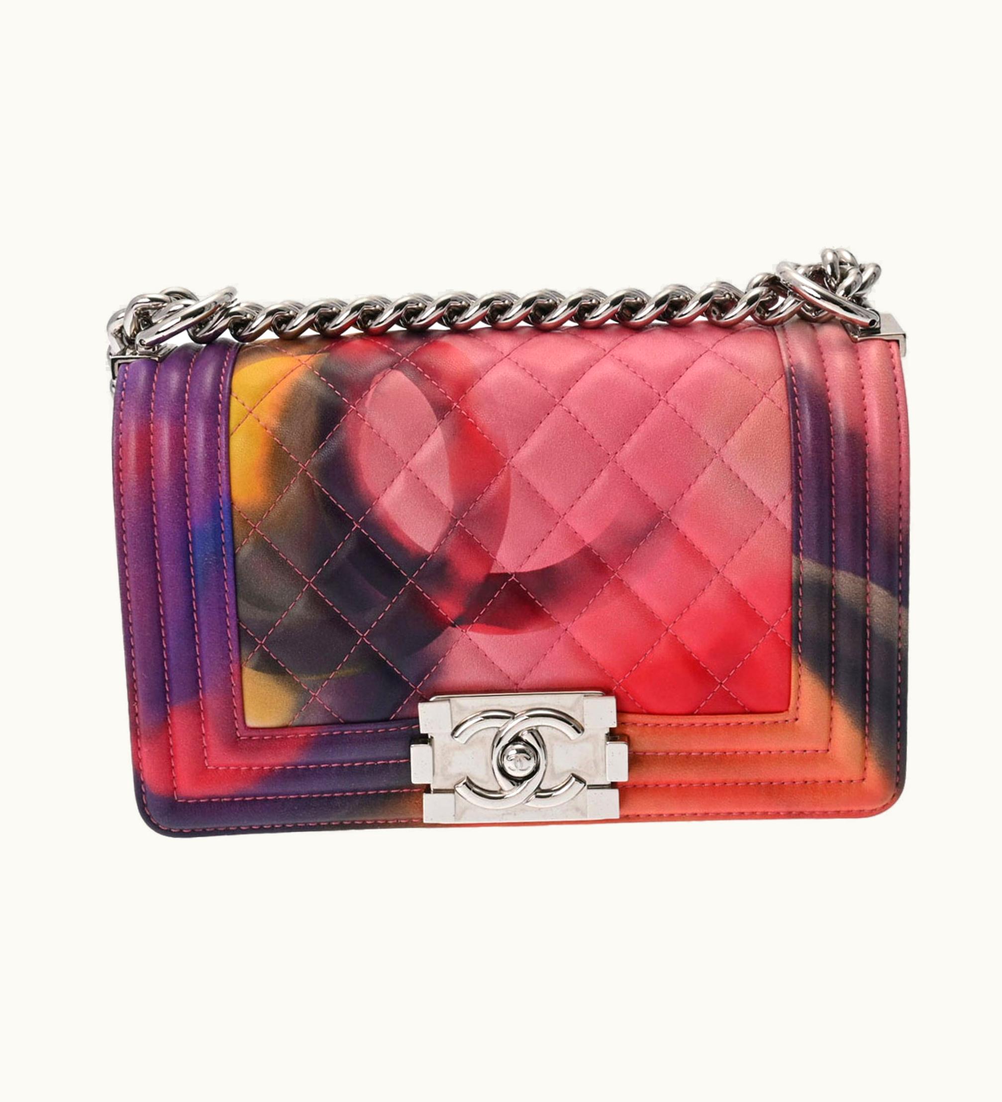 Chanel Chanel Boy Chanel Chain Shoulder Marble Lambskin Bag Women Luxury Bag Silver