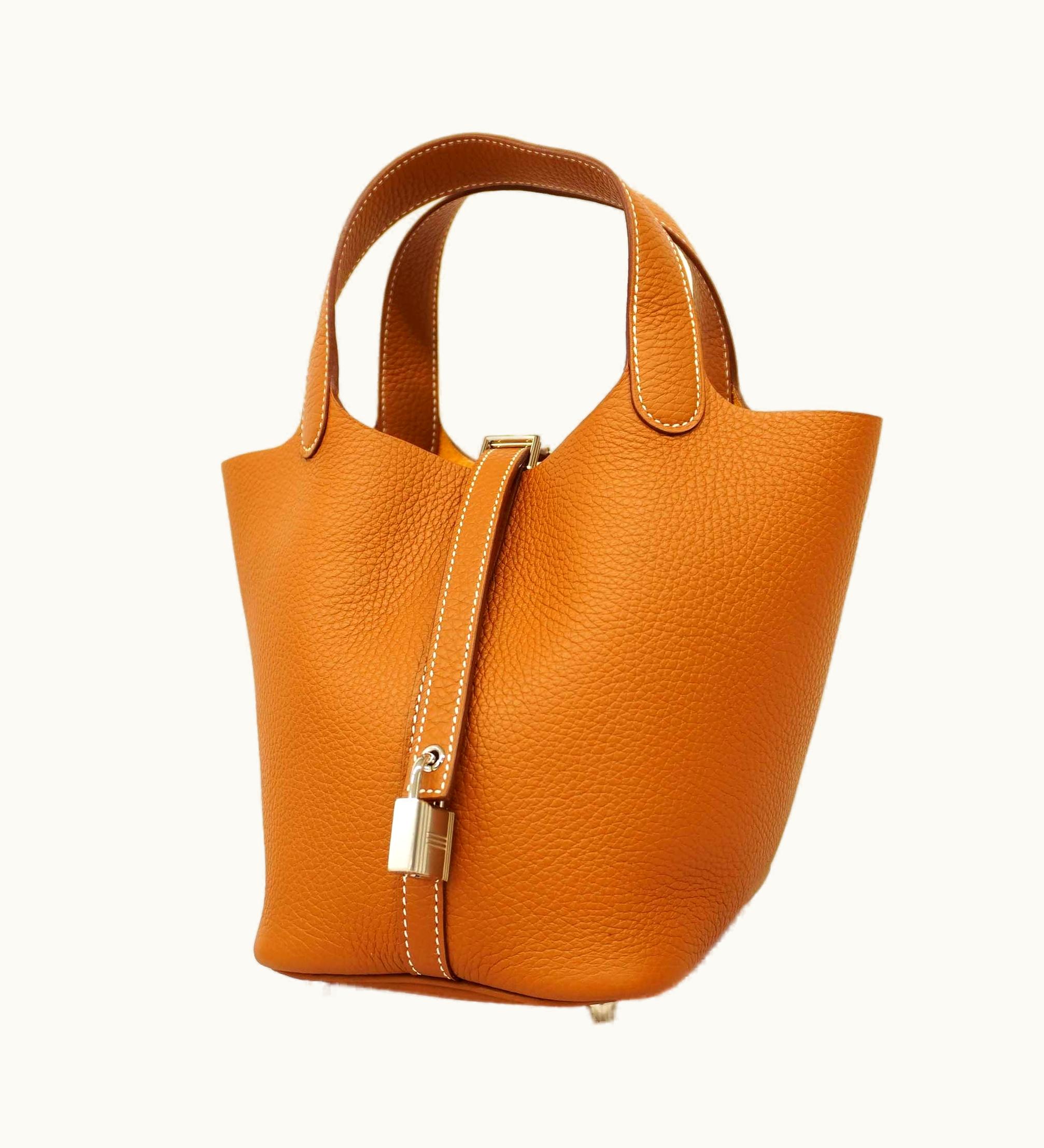 Hermès Hermès Picotin Lock PM U Engraved Women's Taurillon Clemence Leather Gold