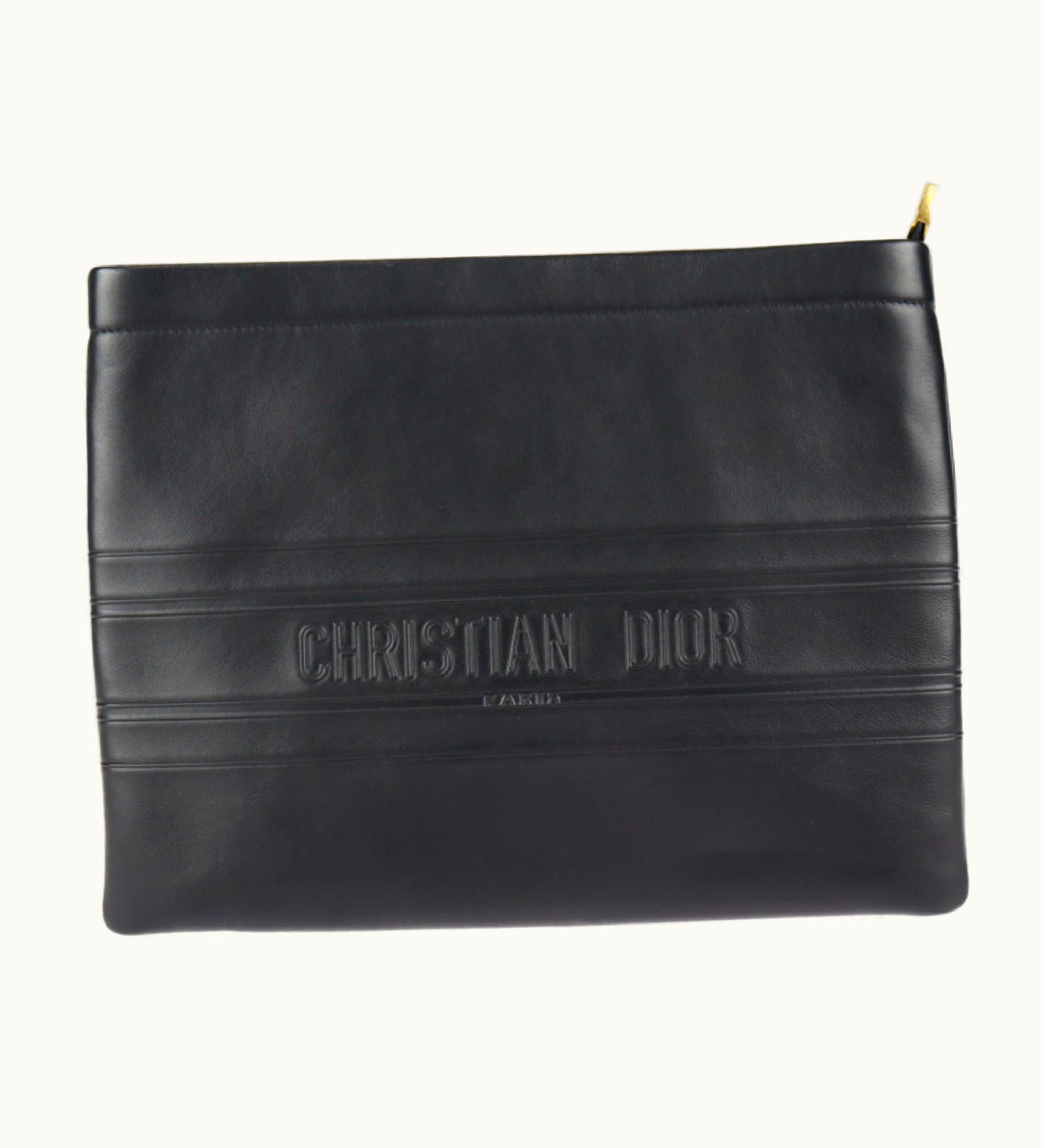 Dior Dior Christian Dior Clutch Bag 19S5543Cgsb Leather Black Gold Metal Fittings