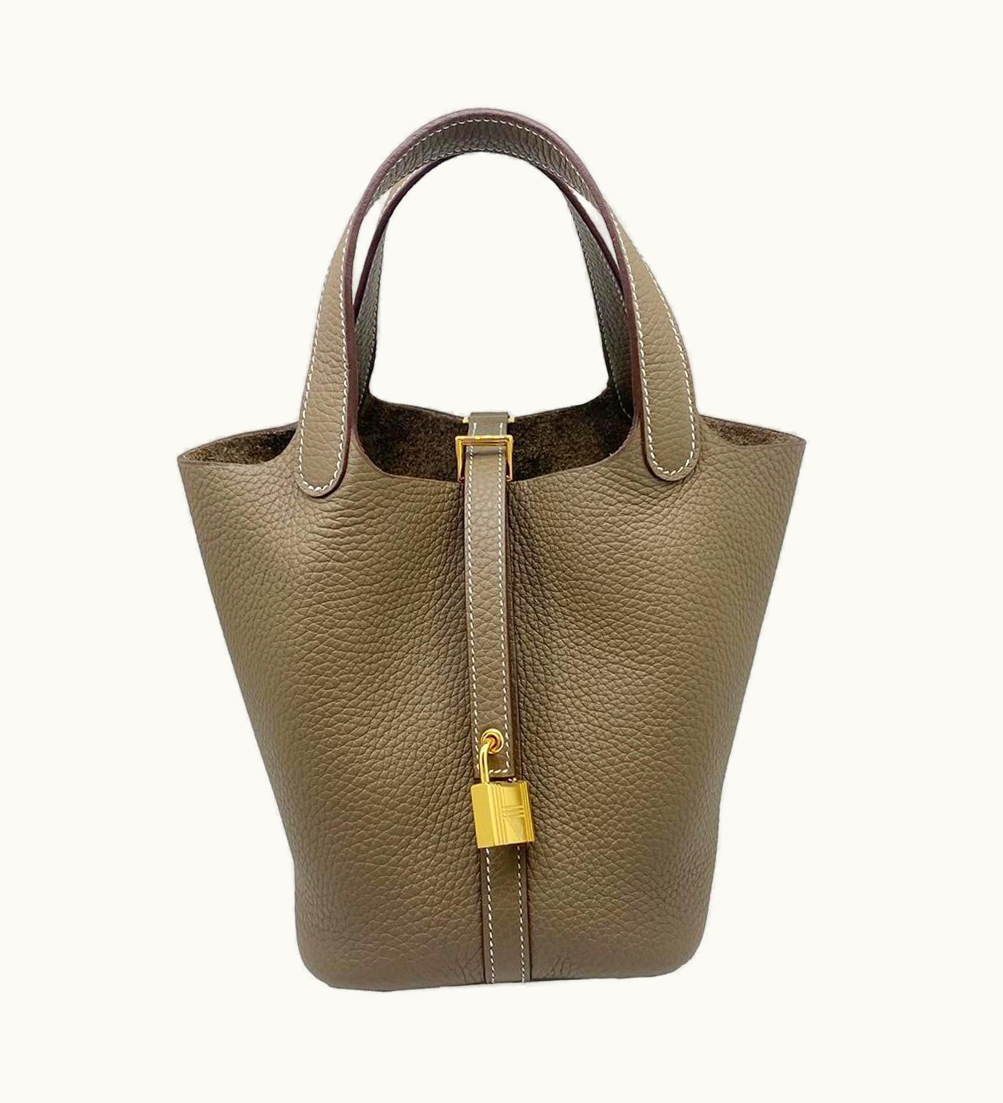 Hermès Hermès Picotin Lock PM Handbag Taurillon Clemence Etoupe G Metal Fittings B Engraved (2023) Women's Hard To Get