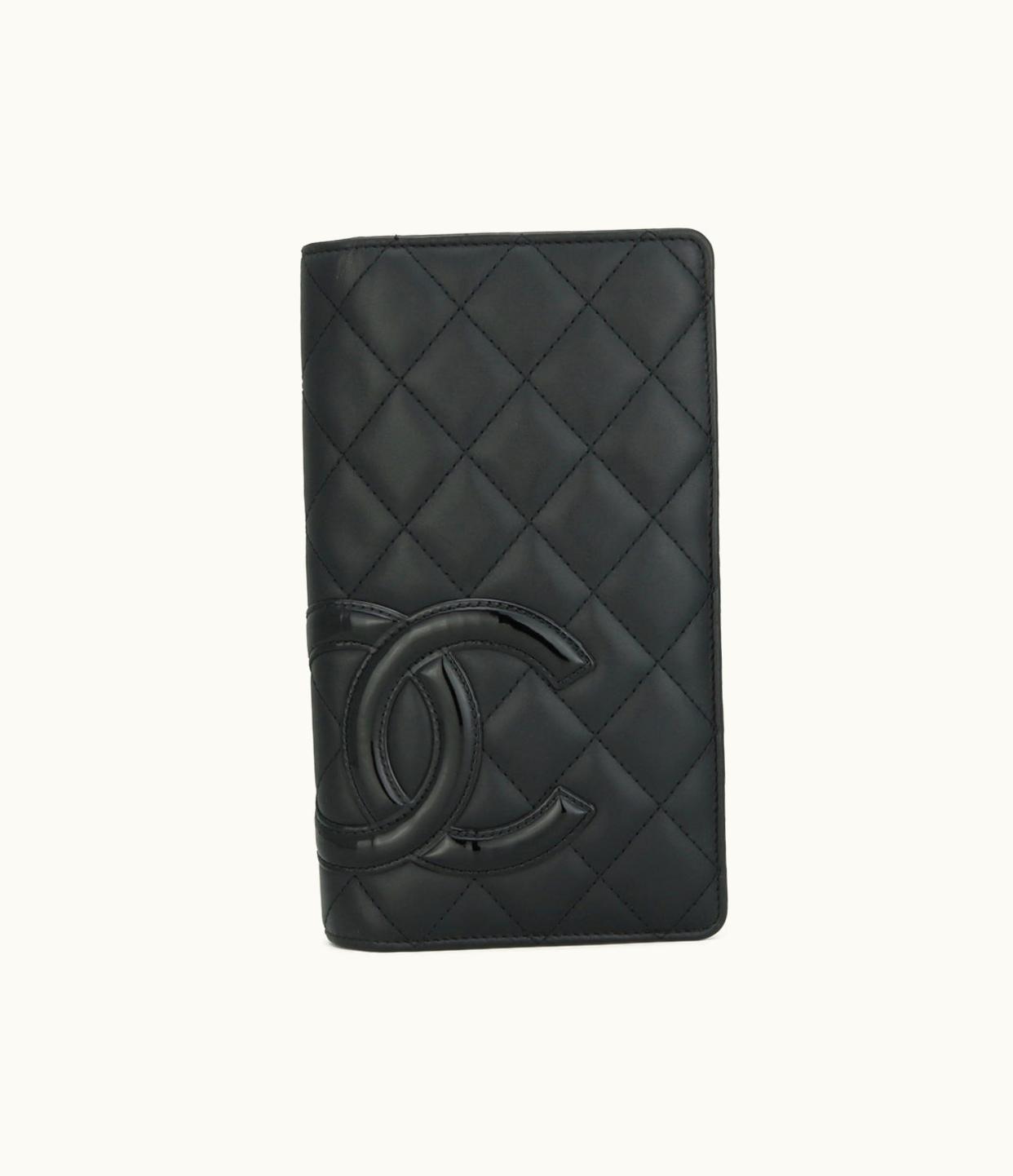 Chanel Chanel Quilted Cambon Long Flap Wallet Black Calfskin Silver Hardware 2014