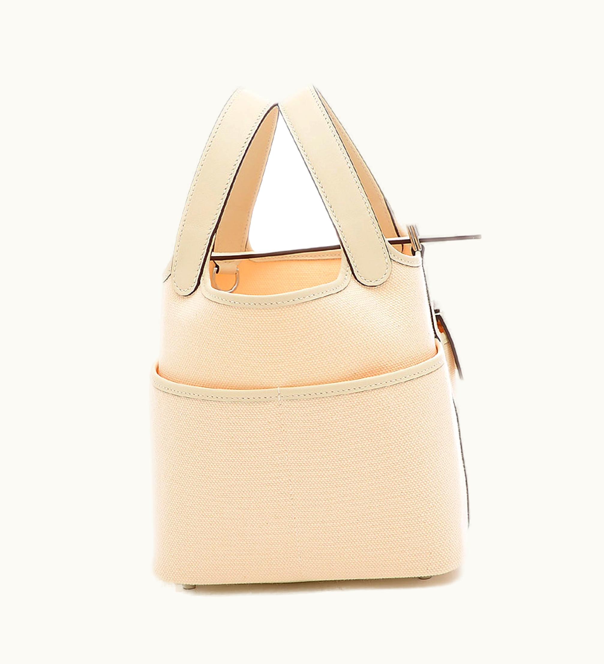 Hermès Hermès Picotin Lock PM 18 Cargo Canvas Swift Nata Z Engraved Handbag - Luxe Tote Bag Noir