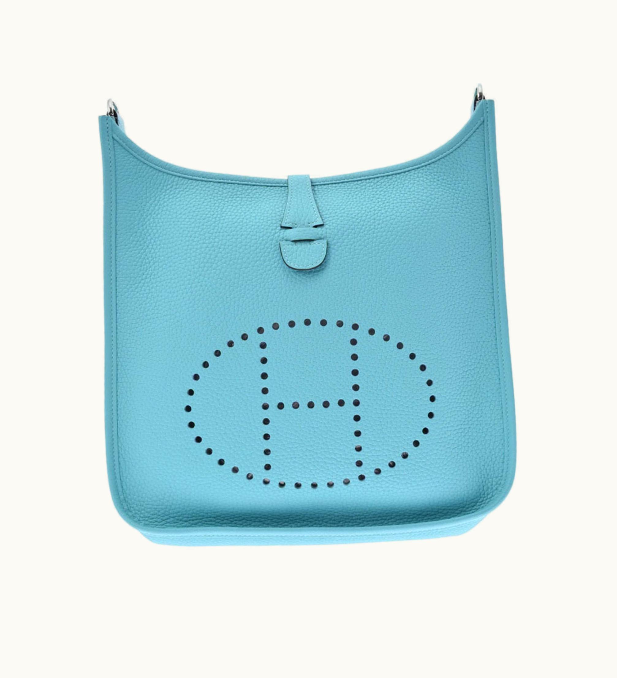 Hermès Hermès Evelyne 3 PM Blue Atoll T Engraved (Around 2015) Unisex Taurillon Clemence Shoulder Bag