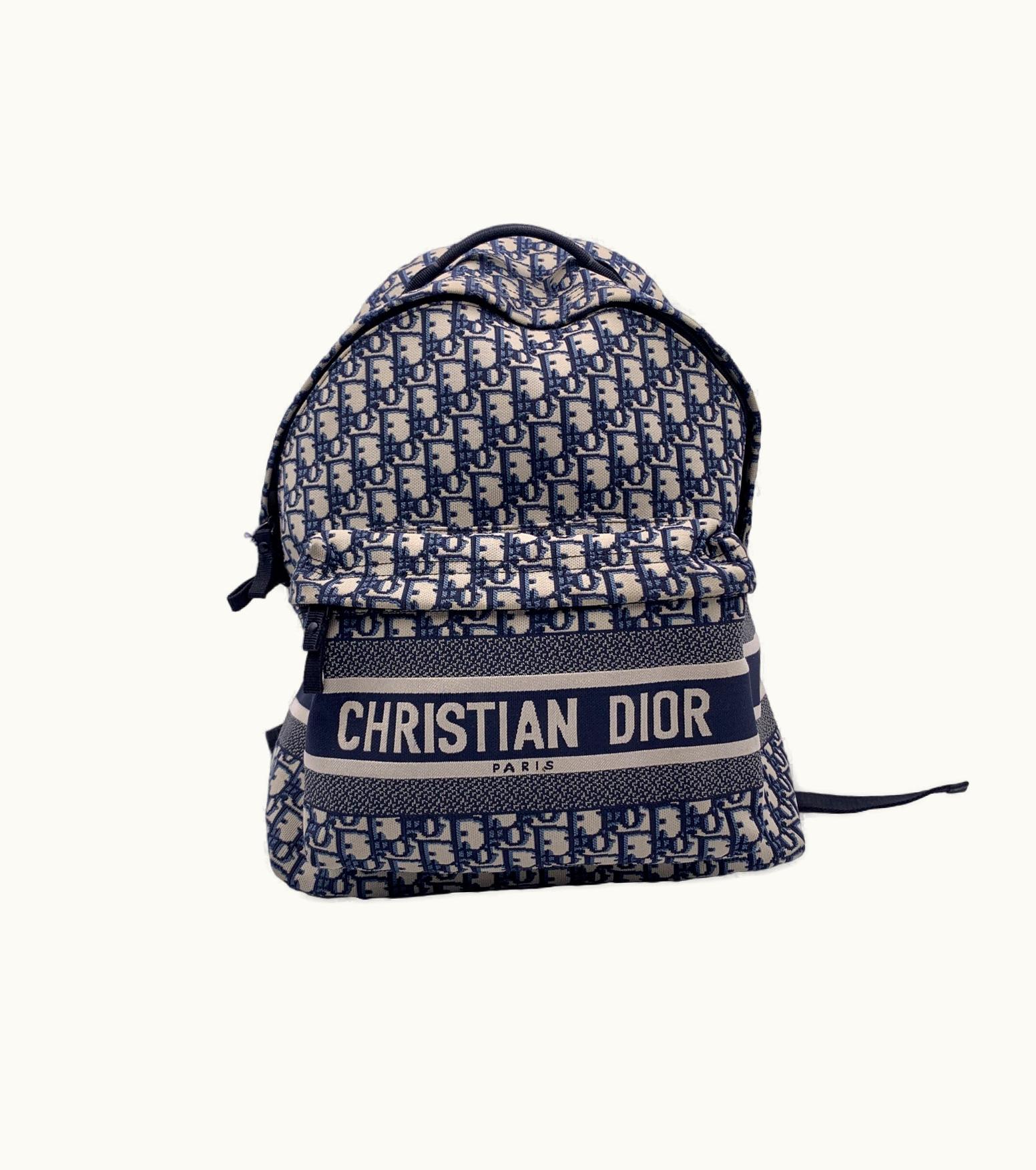 Dior Dior Christian Dior Blue Oblique Canvas Diortravel Backpack Bag