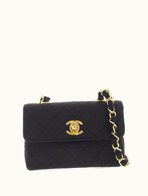 Chanel Chanel Around 1990 Made Turn-Lock Mini Chain Bag Black