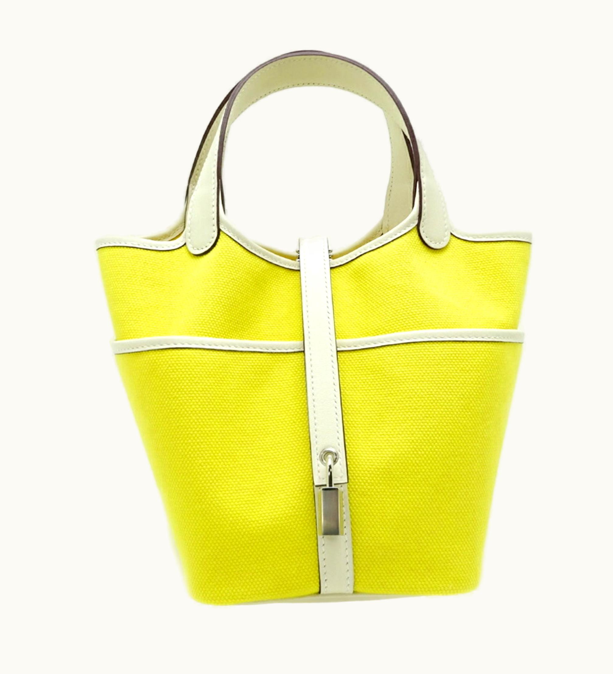 Hermès Hermès Picotin Lock Cargo PM U Engraved With Sticker On The Bottom Studs Women's Handbag Swift Jaune Citron X Nata [Palladium]