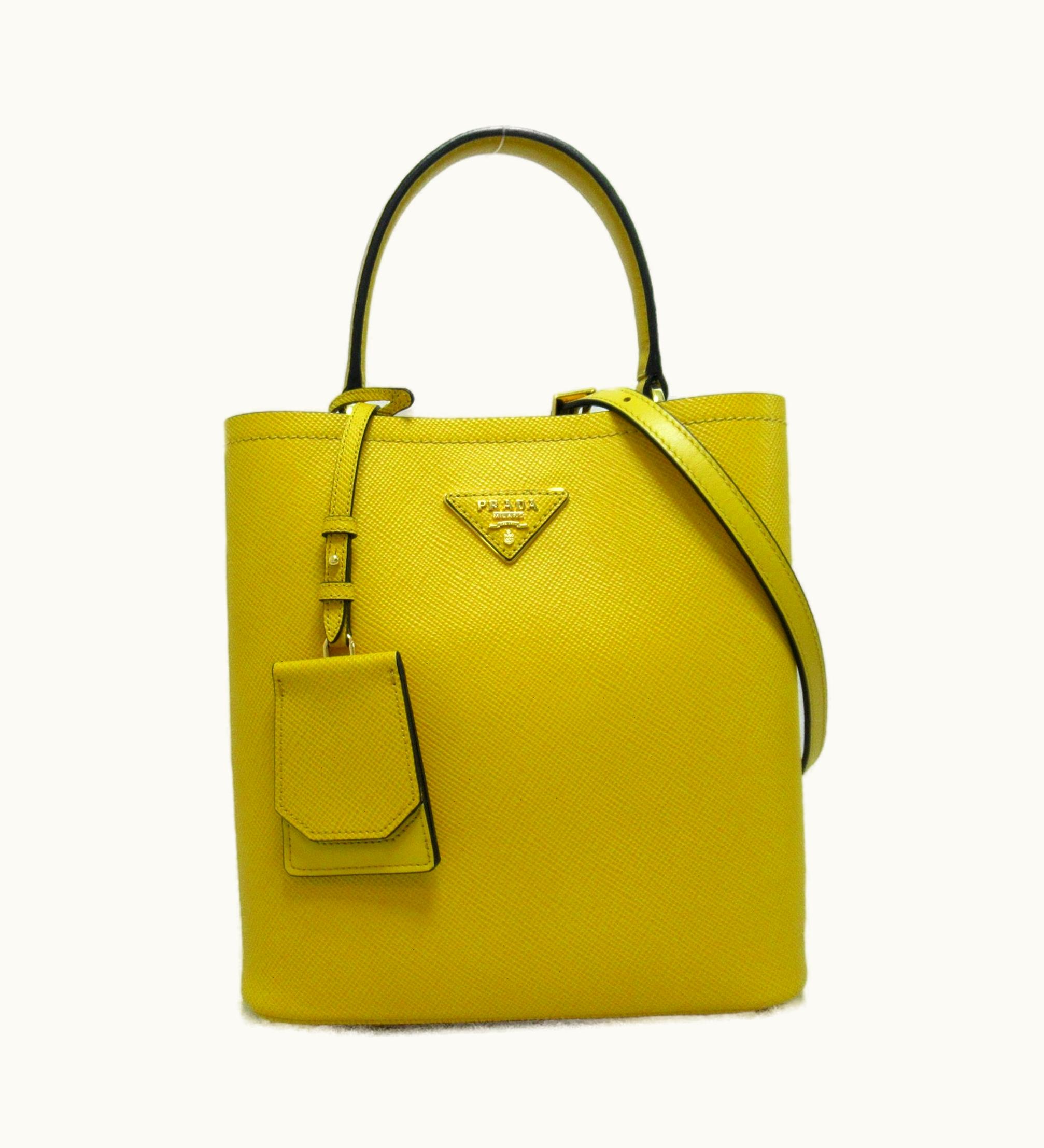 Prada Prada Vanier 2Wayshoulder Bag Yellow Safiano Leather 1Ba212