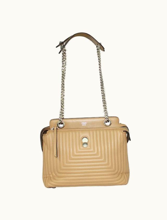 Fendi Fendi Beige Quilted Dotcom Shoulder Bag