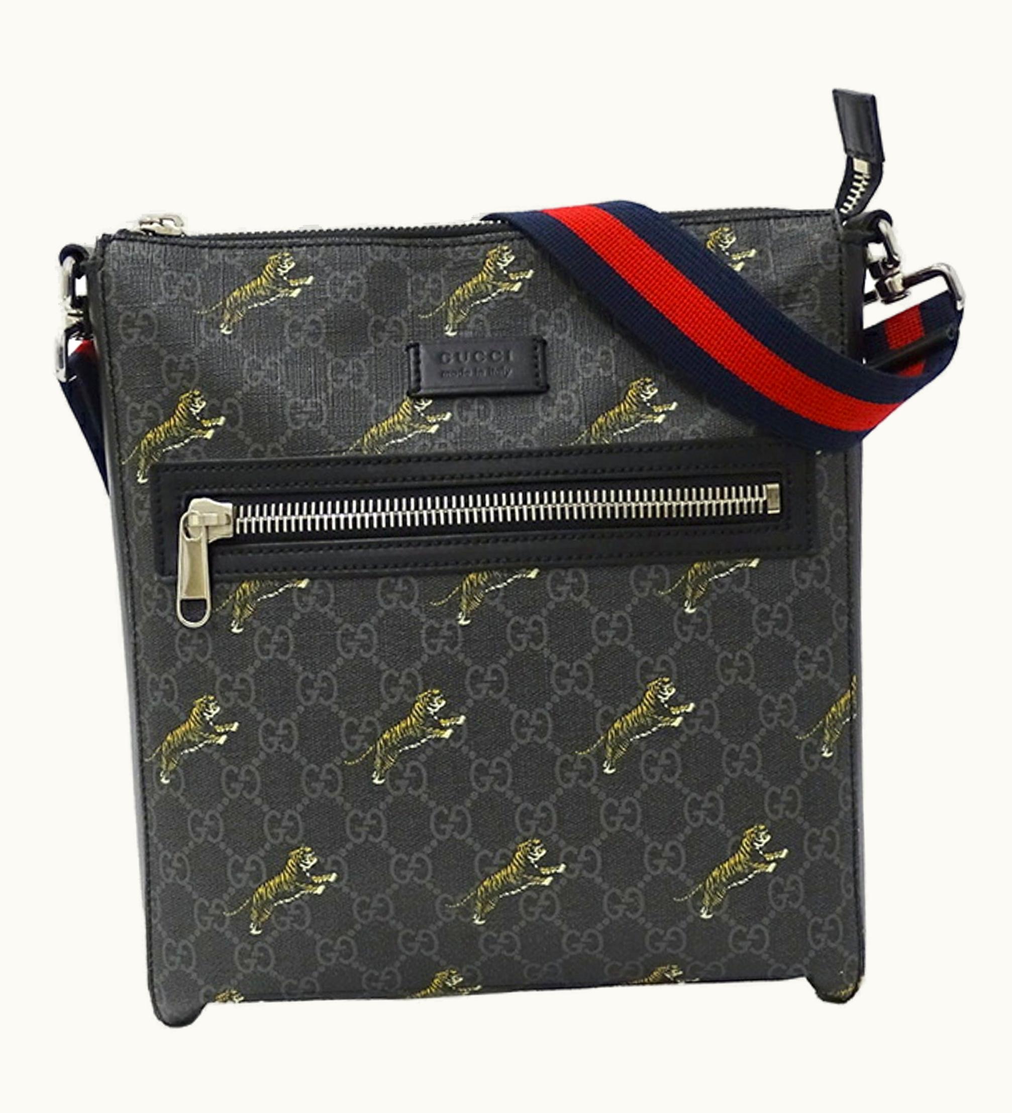 Gucci Gucci Bag Men's GG Supreme Shoulder Black 474137 Tiger