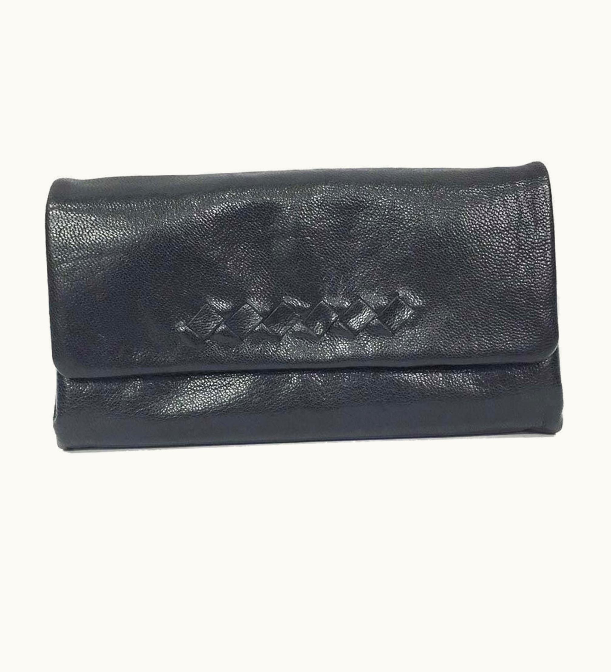 Bottega Veneta Bottega Veneta Long Wallet Men's Women's Unisex Black Leather With Coin Purse