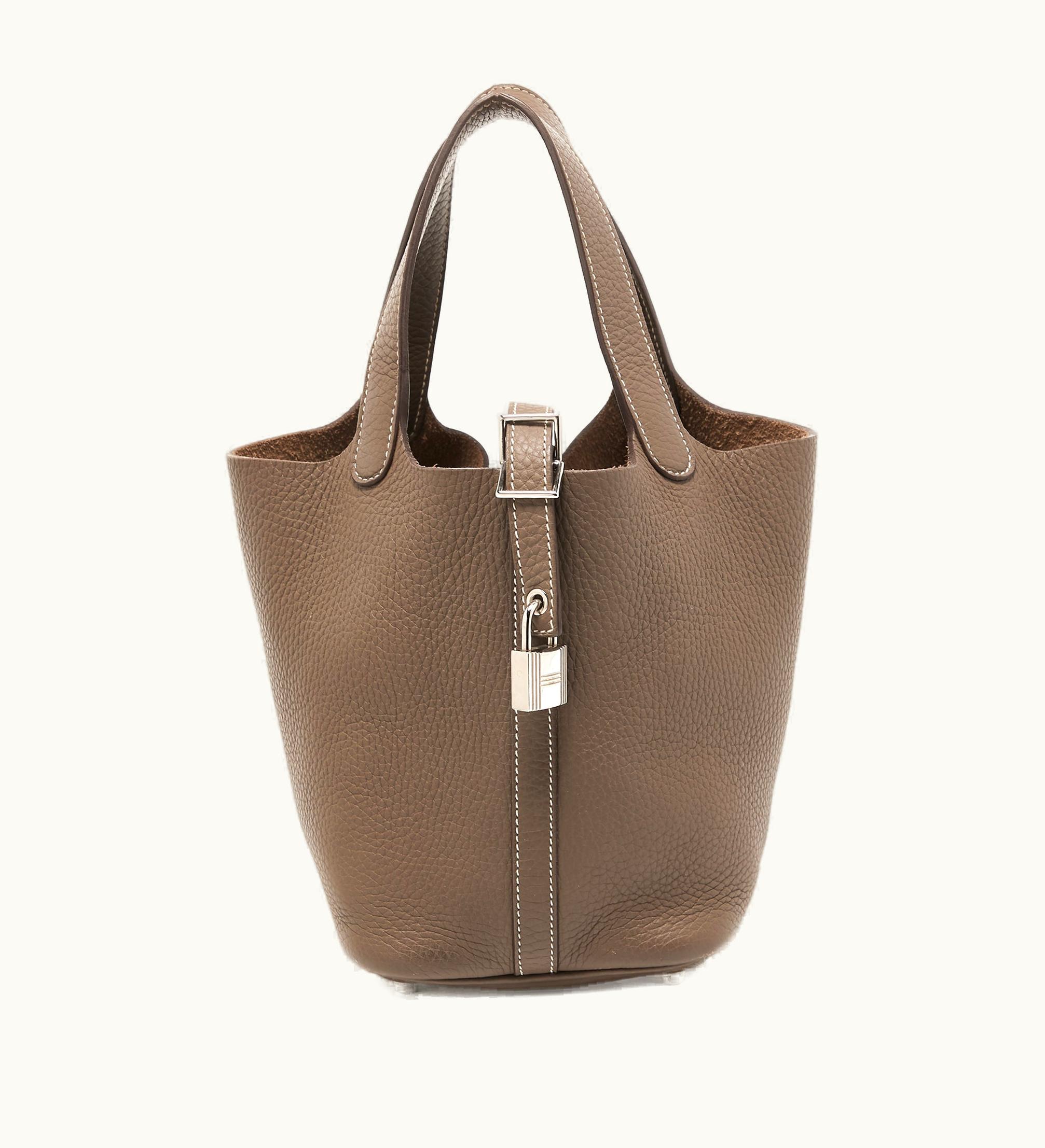 Hermès Hermès Etoupe Taurillon Clemence Leather Picotin Lock 18 Bag