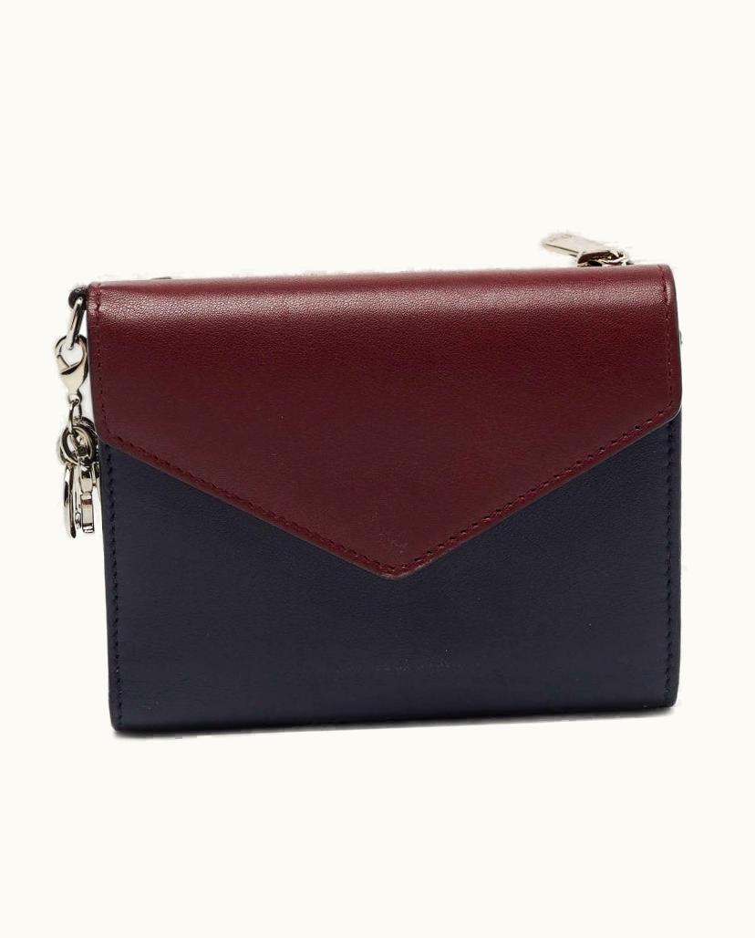 Dior Dior Burgundy/Dark Blue Leather Issimo Envelope Wallet