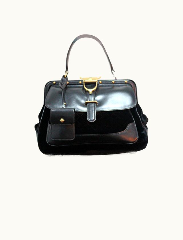 Gucci Gucci Black Lady Stirrup Diamante Velvet Bag