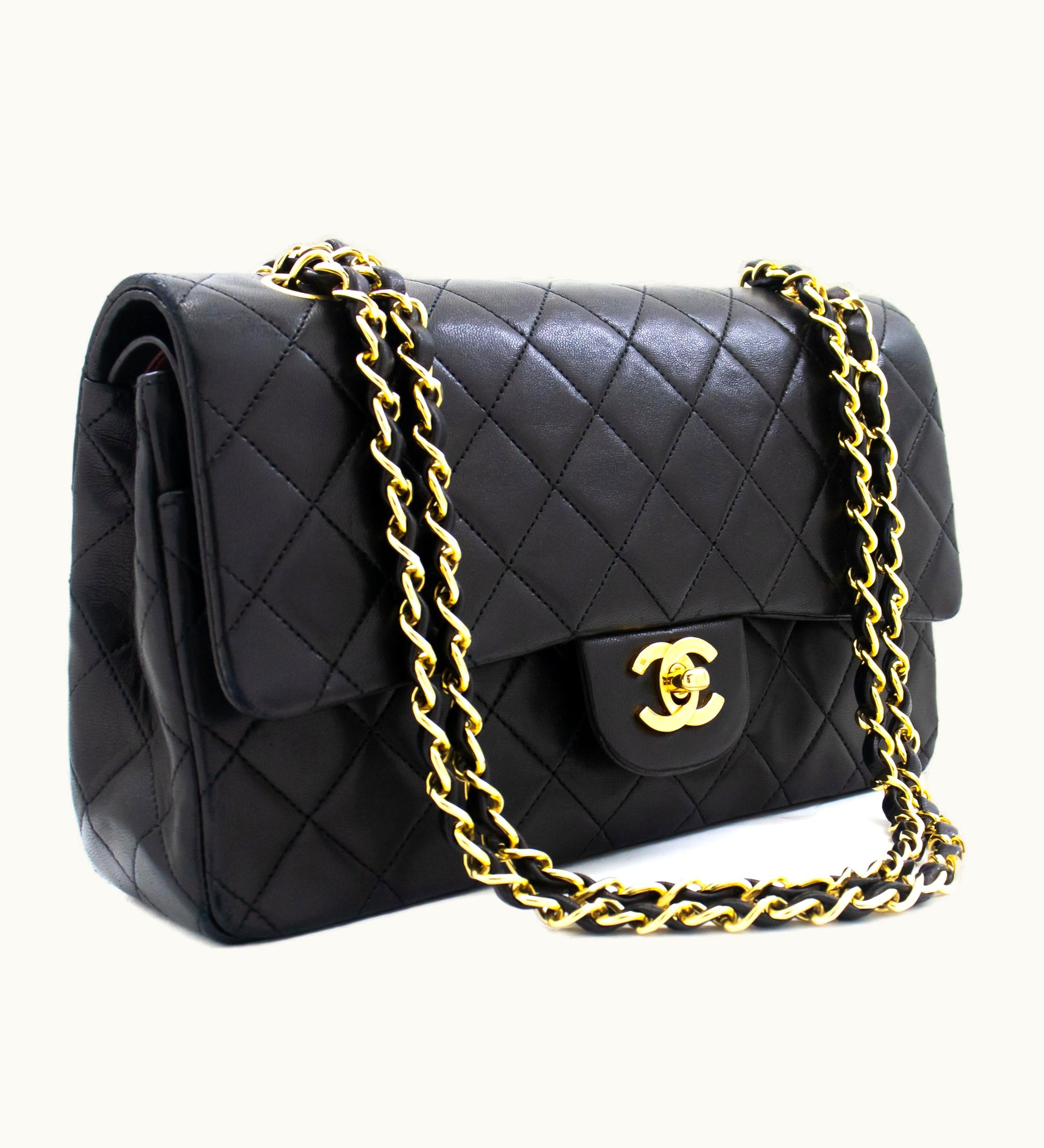 Chanel Chanel Classic Double Flap Medium Chain Shoulder Bag Black Lamb Luxe Vintage