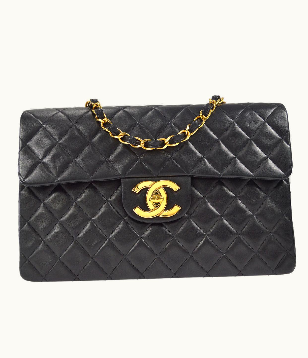 Chanel Chanel Classic Flap Maxi Chain Shoulder Bag Black Lambskin 87291