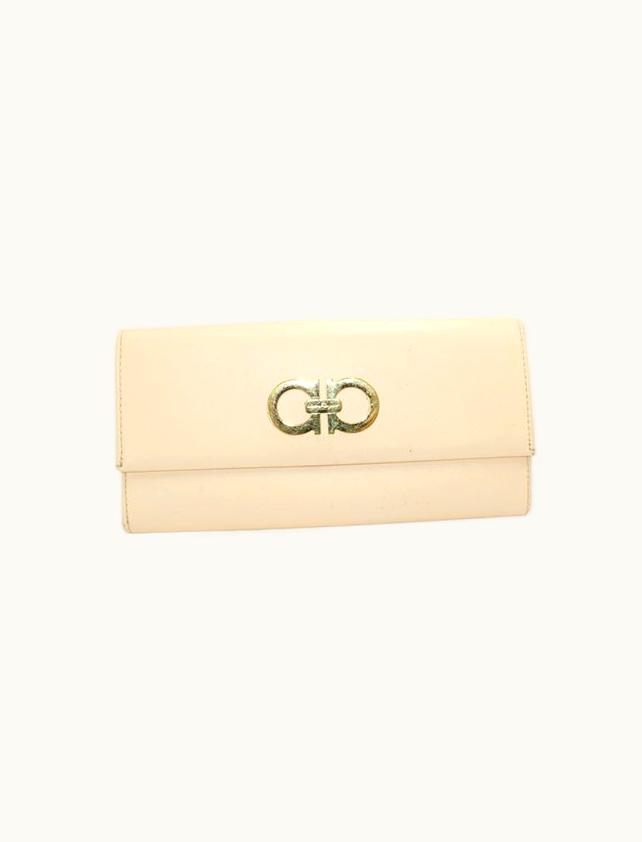 Salvatore Ferragamo Salvatore Ferragamo Pastel Pink/Peach Continental Leather Wallet