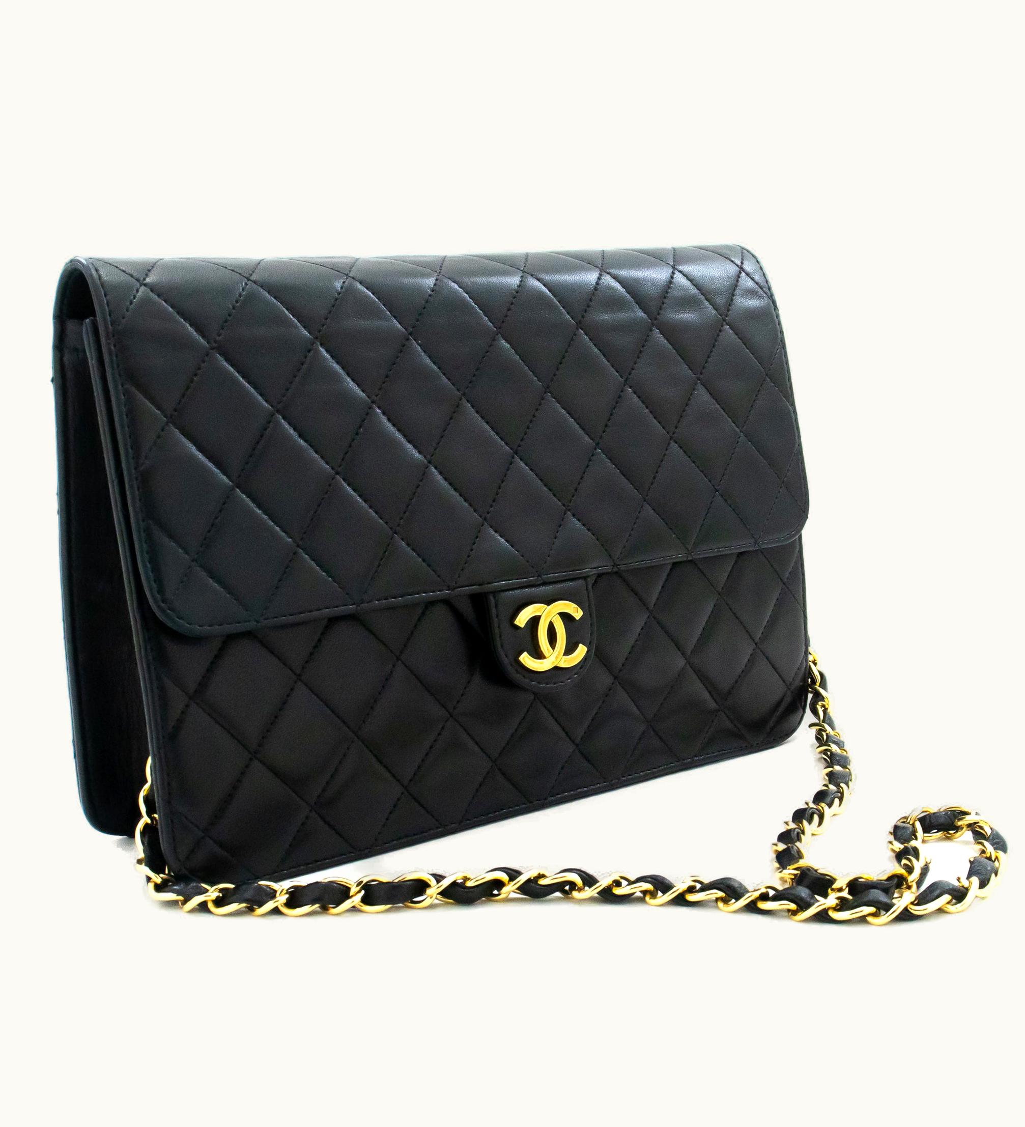 Chanel CHANEL Classic Flap Chain Shoulder Bag Clutch Black Lambskin