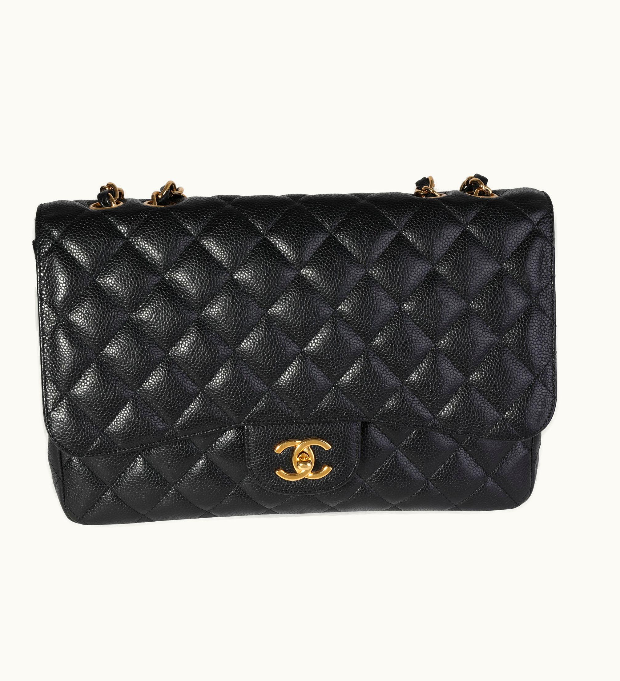 Chanel Chanel Jumbo Classic Single Flap Bag Black Quilted Caviar