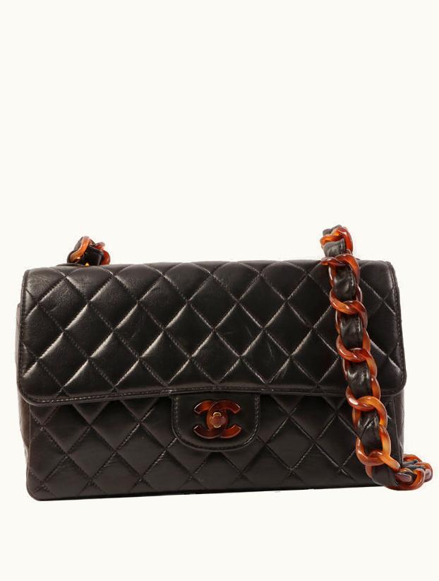 Chanel Chanel Around 1995 Made Tortoiseshell Classic Flap Chain Bag 25Cm Black