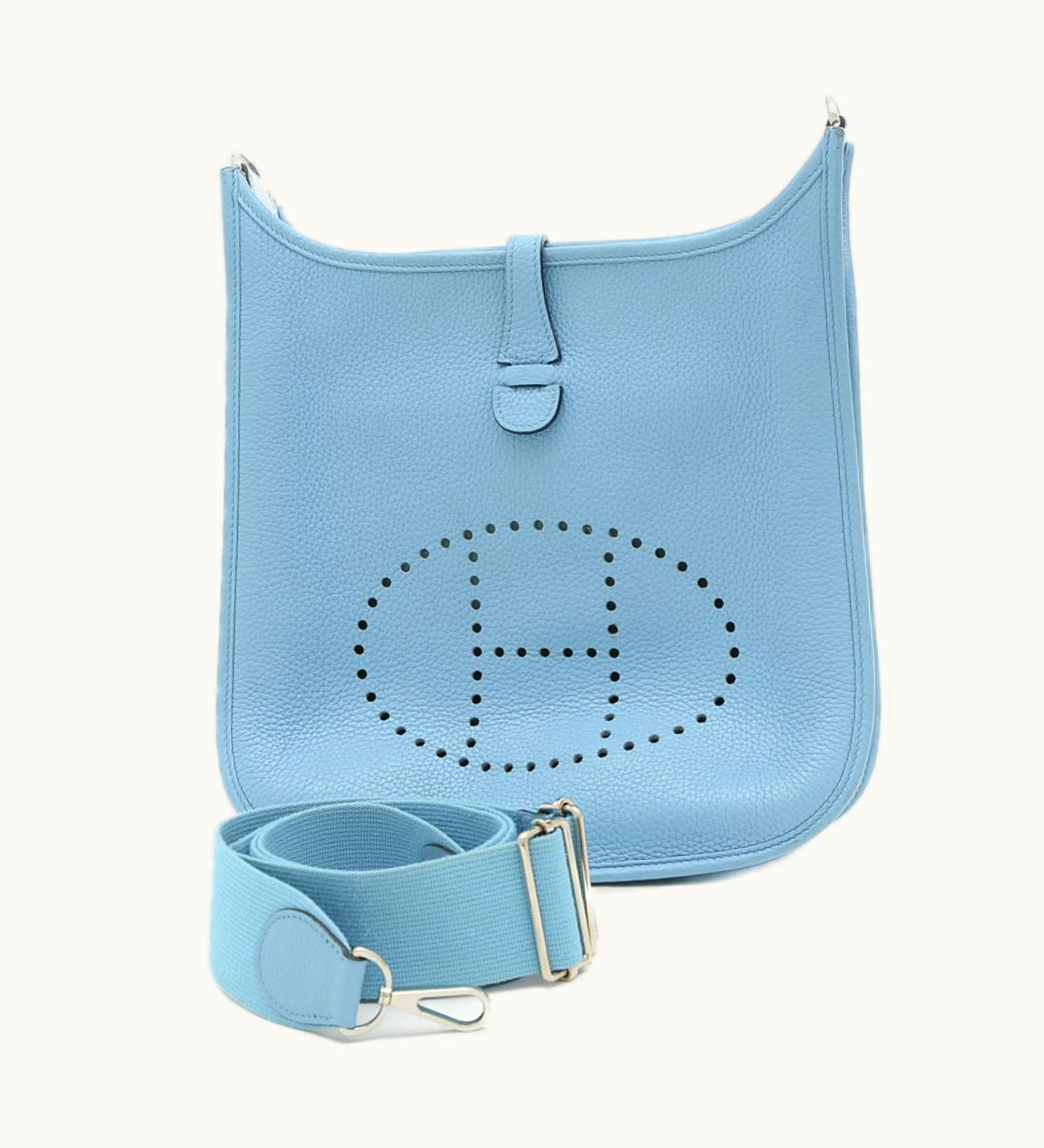 Hermès Hermès Evelyne 3 PM Taurillon Clemence Shoulder Bag Blue Knoll Silver Hardware D Engraved