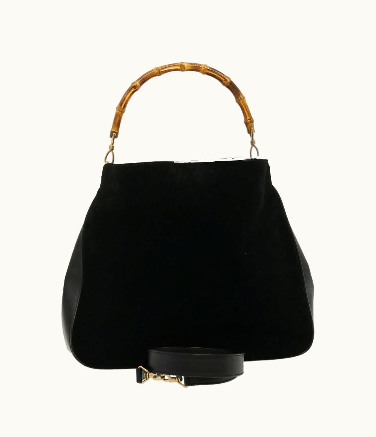 Gucci Gucci Bamboo Shoulder Bag Leather Suede Brown