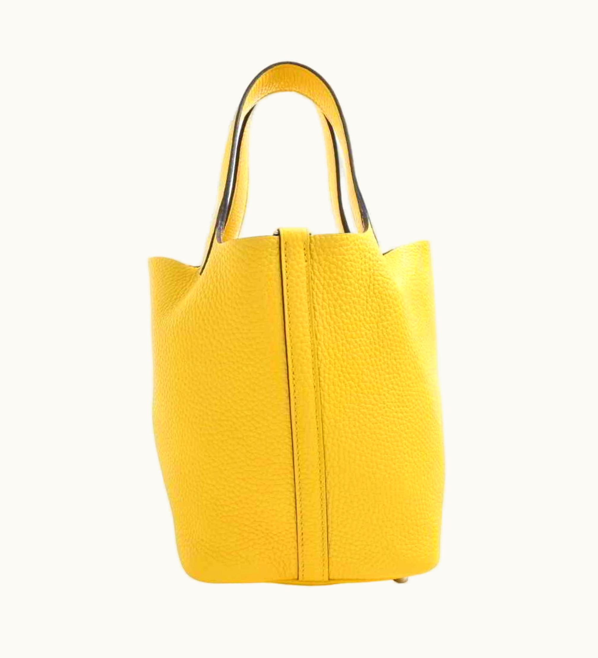 Hermès Hermès Taurillon Clemence Picotin Lock PM Handbag Yellow