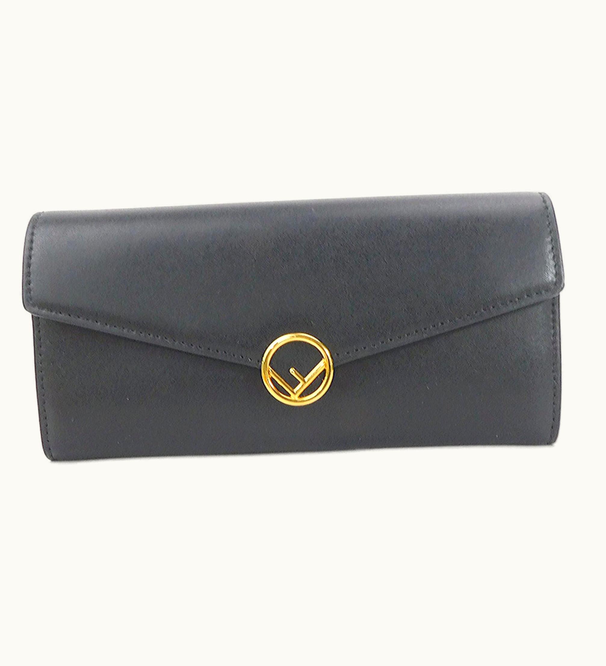 Fendi Fendi Long Wallet F's Leather Black Ladies 8M0251・A0Kk