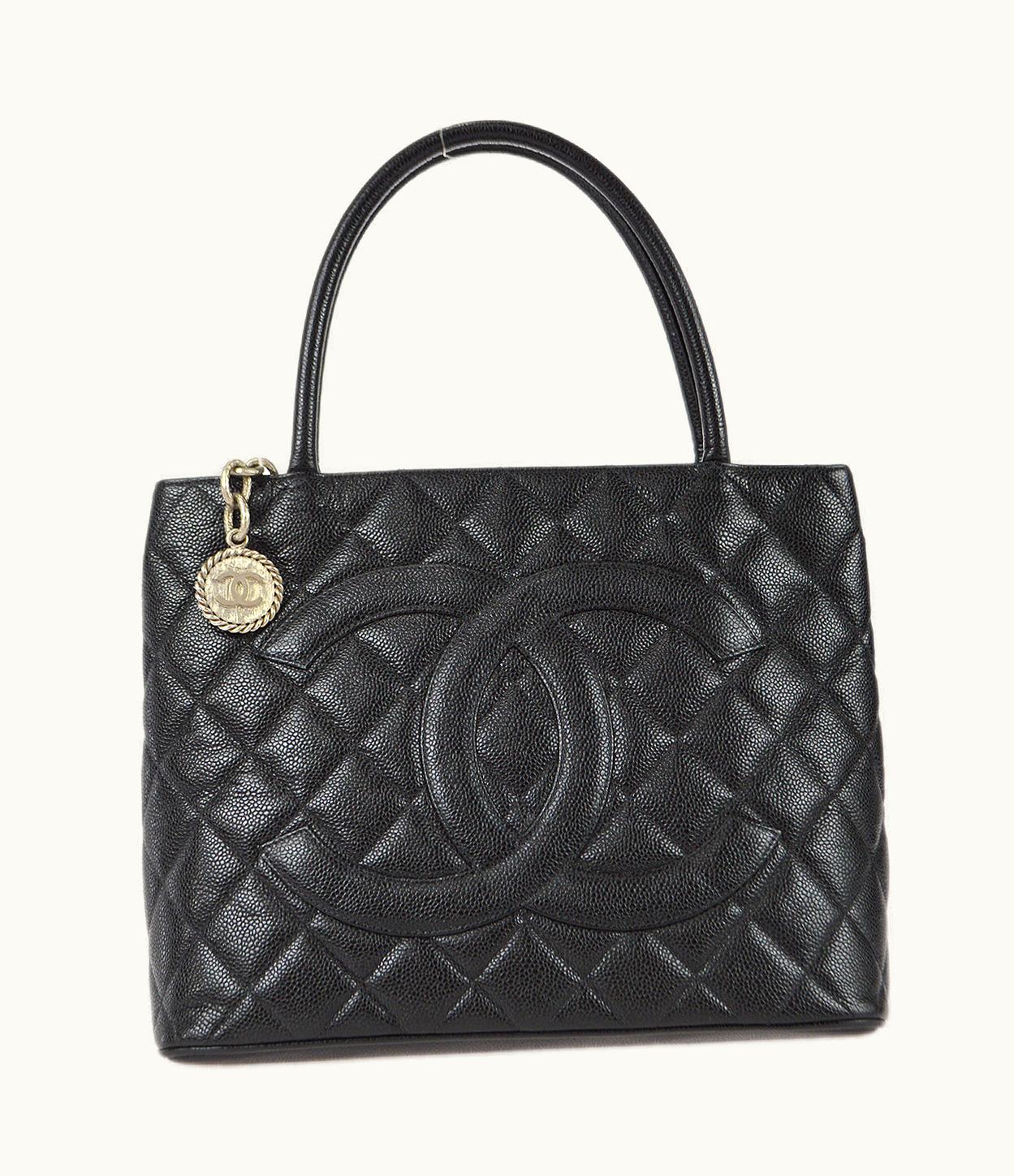 Chanel Chanel Medallion Quilted Tote Handbag Black Caviar 78590