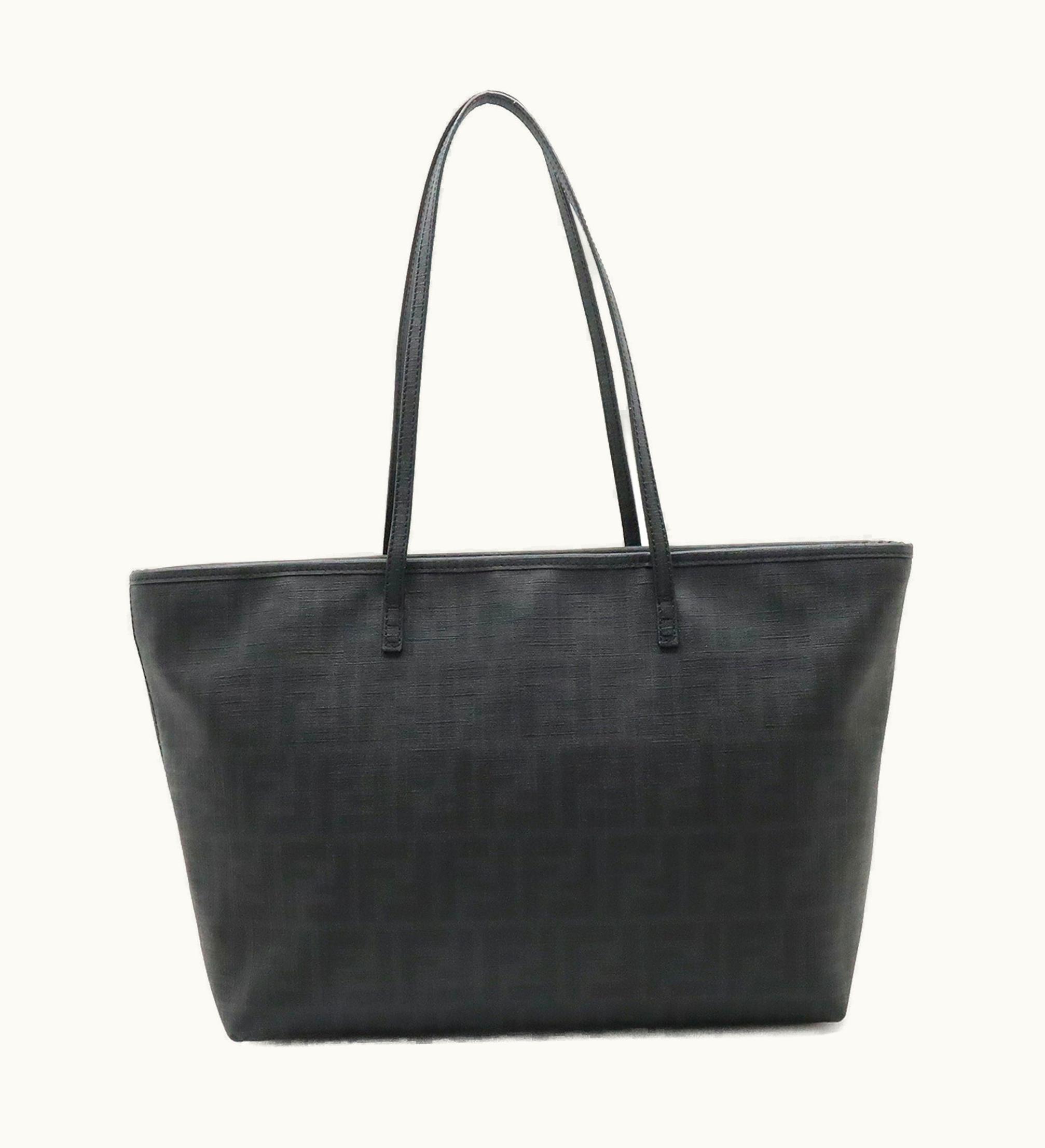 Fendi Fendi Zucca Pattern Tote Bag Shoulder Pvc Dark Gray Black 8Bh198