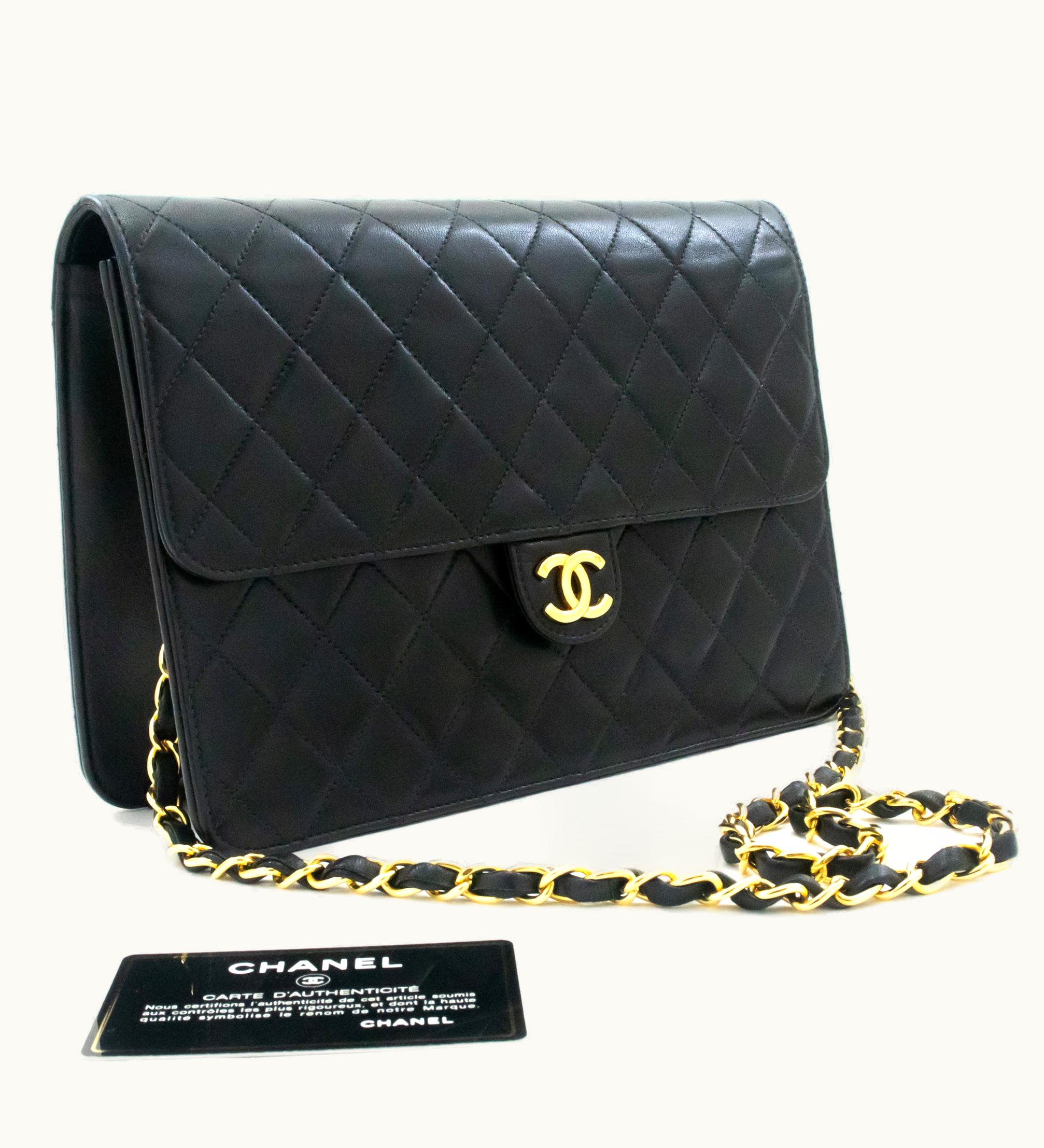 Chanel CHANEL Classic Chain Shoulder Bag Clutch Black Quilted Lambskin