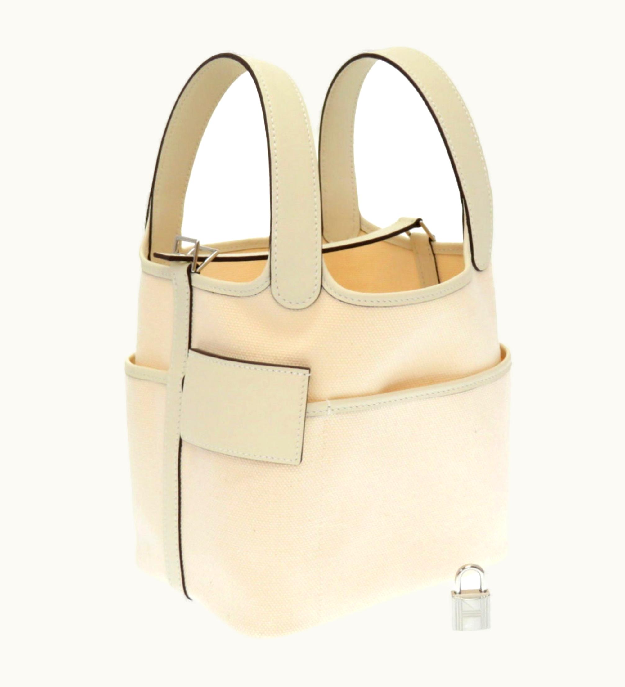 Hermès Hermès Picotin Lock Cargo PM U Engraved () Swift/Toile Goelan Nata/Ecru Handbag