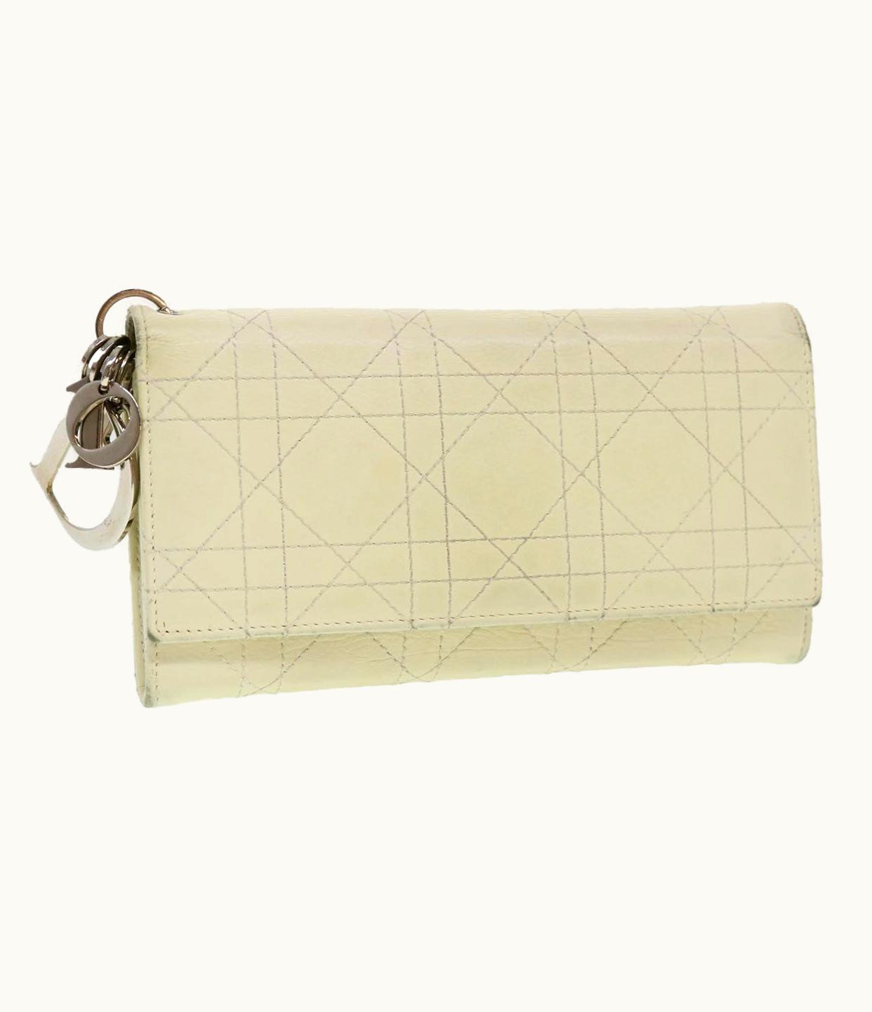 Dior Dior Christian Dior Lady Dior Canage Wallet Leather White