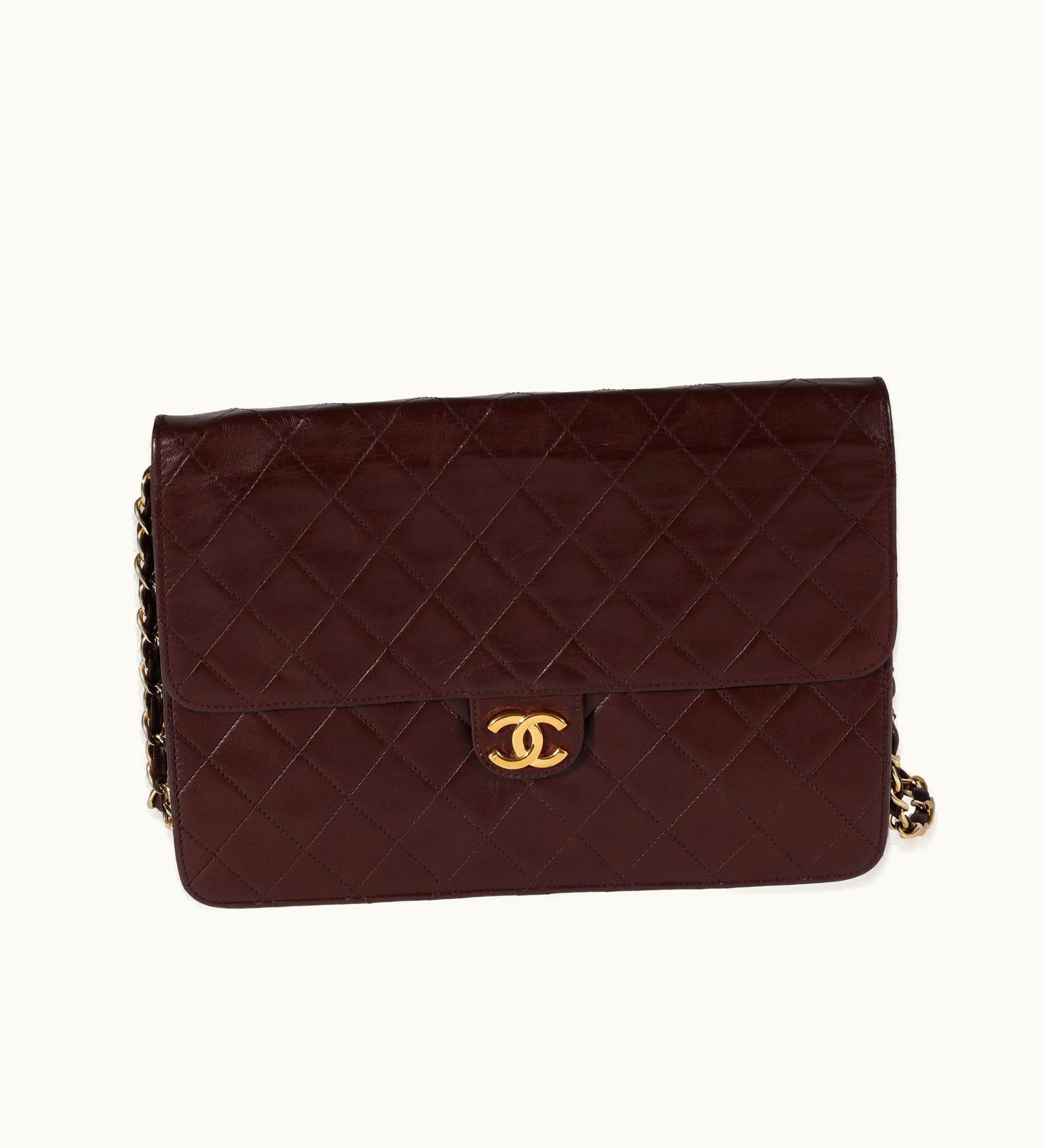 Chanel Chanel 1986 Burgundy Quilted Lambskin Evening Shoulder Bag