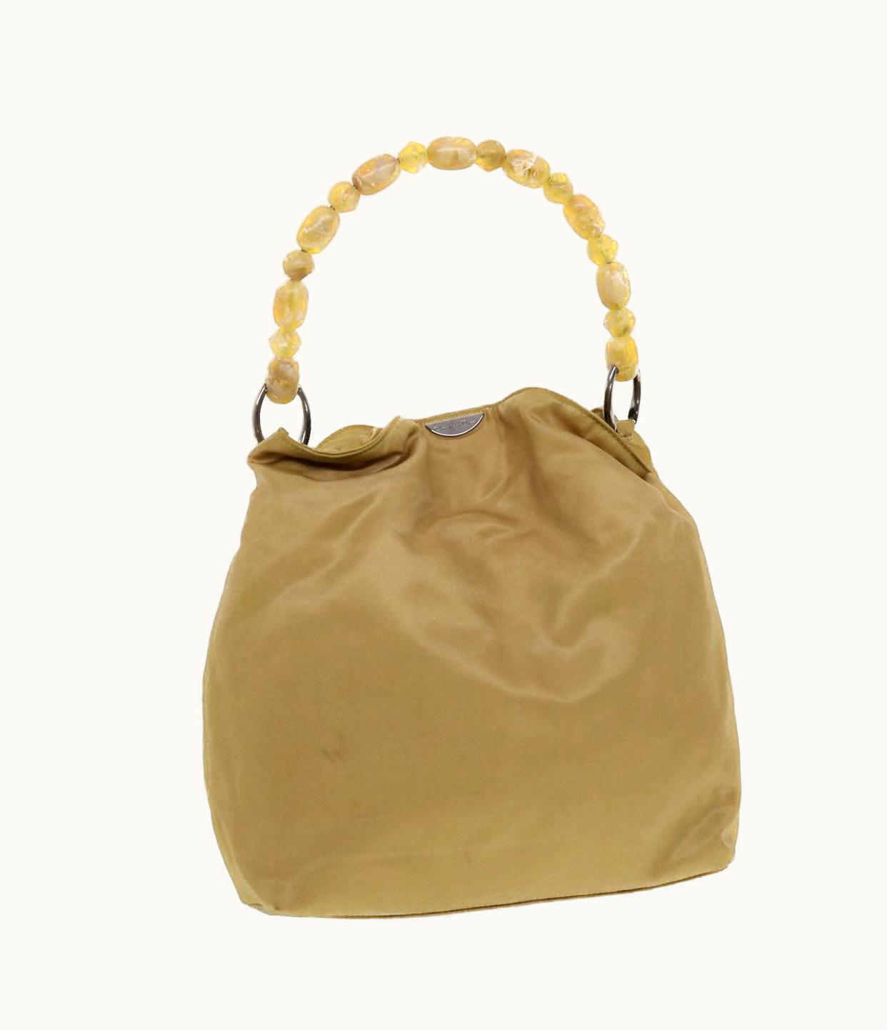 Dior Dior Christian Dior Maris Pearl Shoulder Bag Nylon Beige