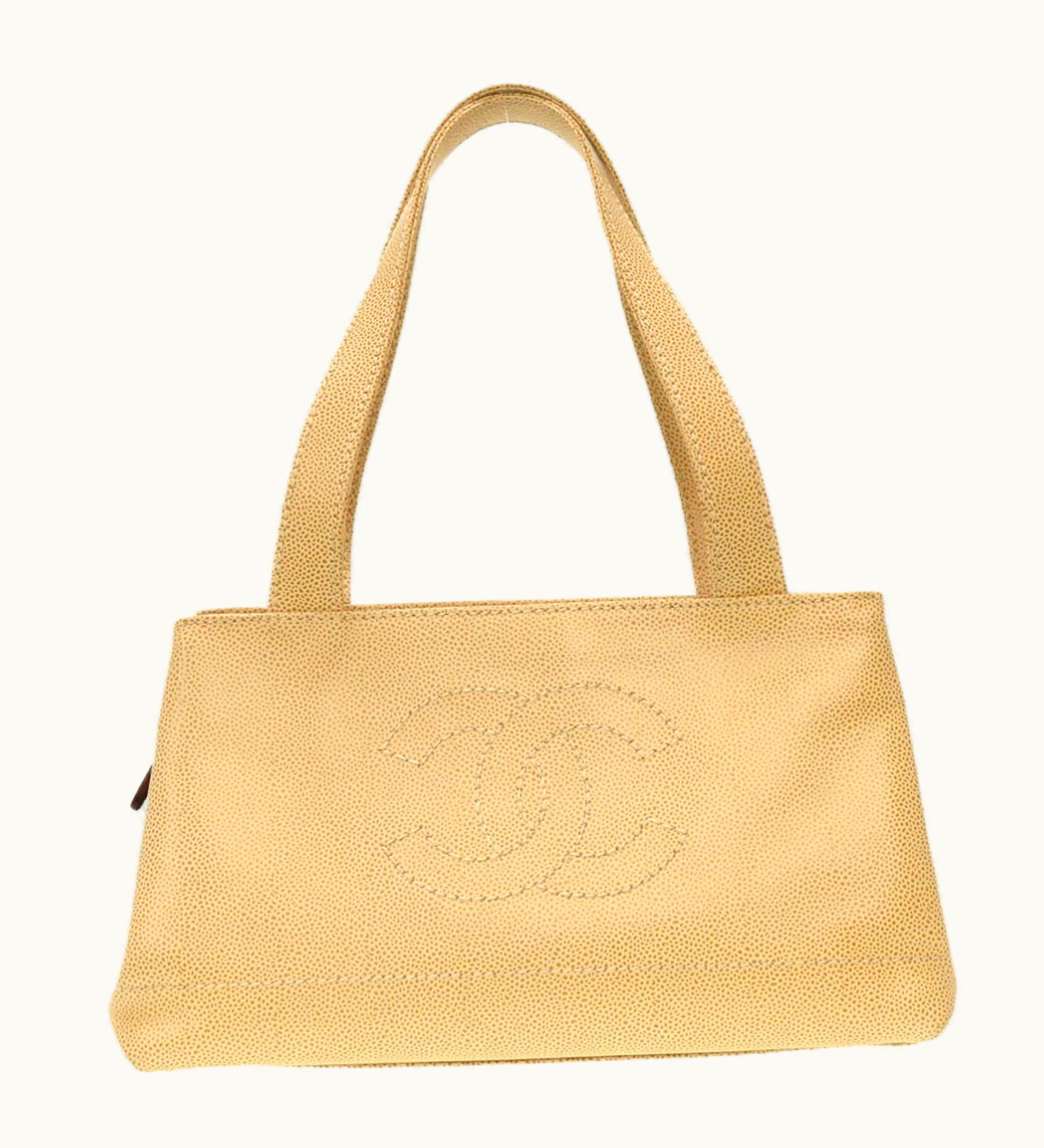 Chanel Chanel Caviar Skin Beige 7Th Cocomark Tote Bag