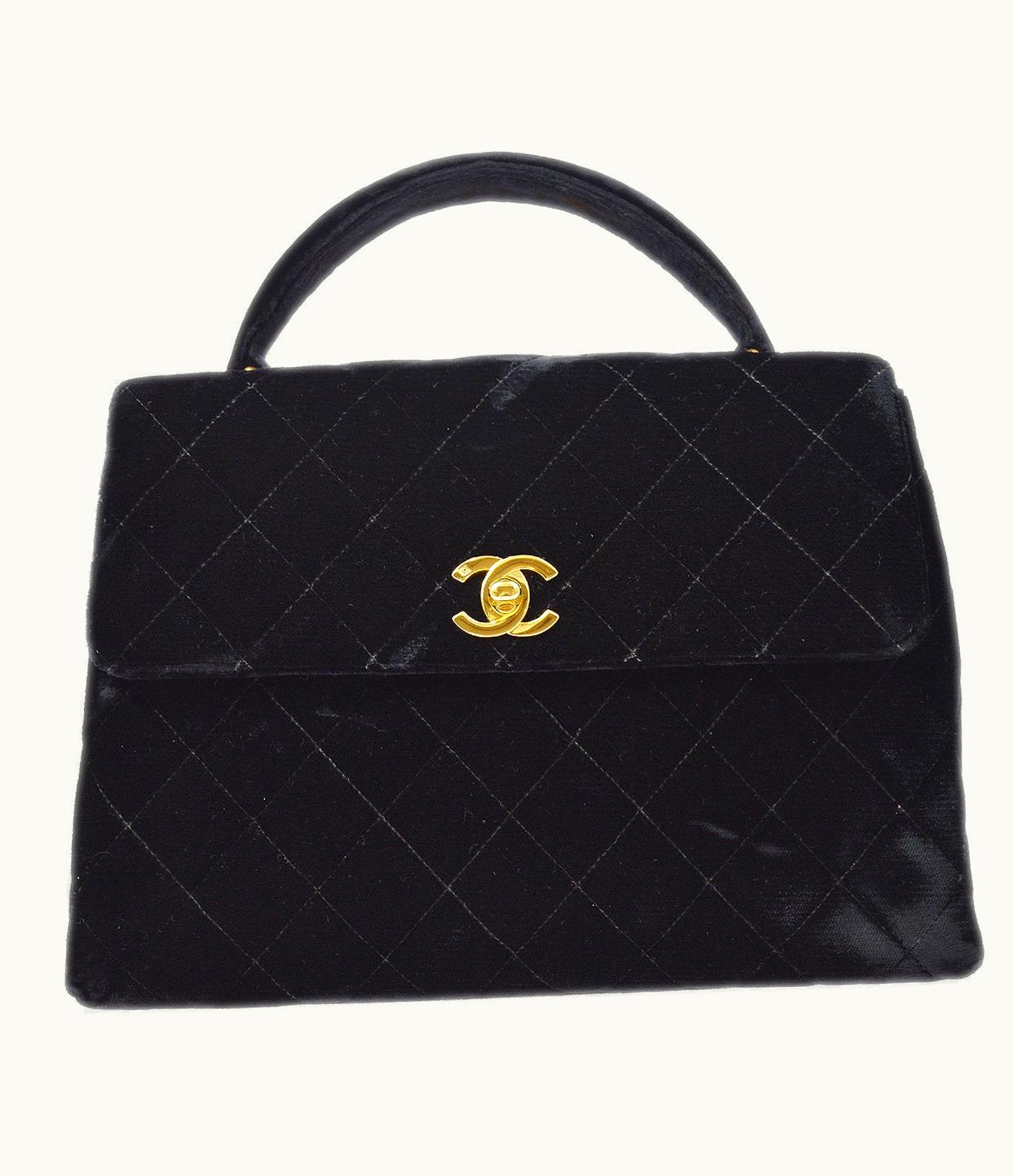 Chanel Chanel 1996-1997 Black Velvet Quilted Kelly 25 10343