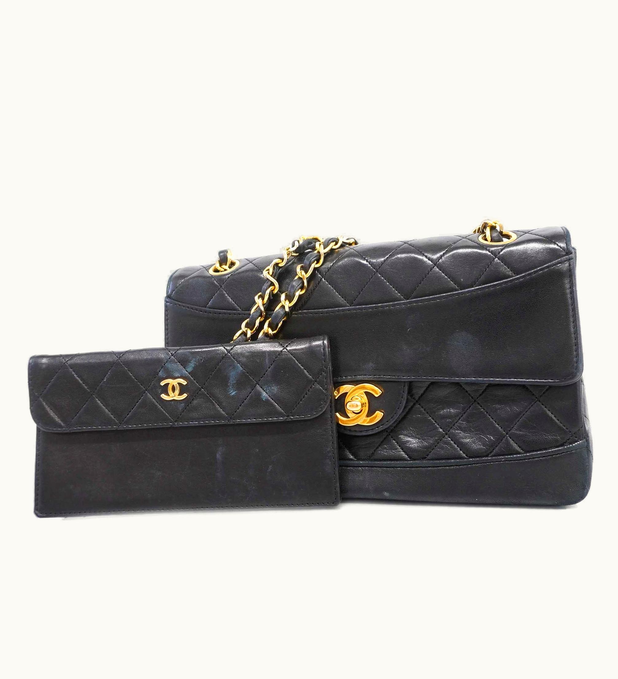 Chanel Chanel Matelasse Shoulder Bag W Chain Women's Leather Shoulder Bag Black
