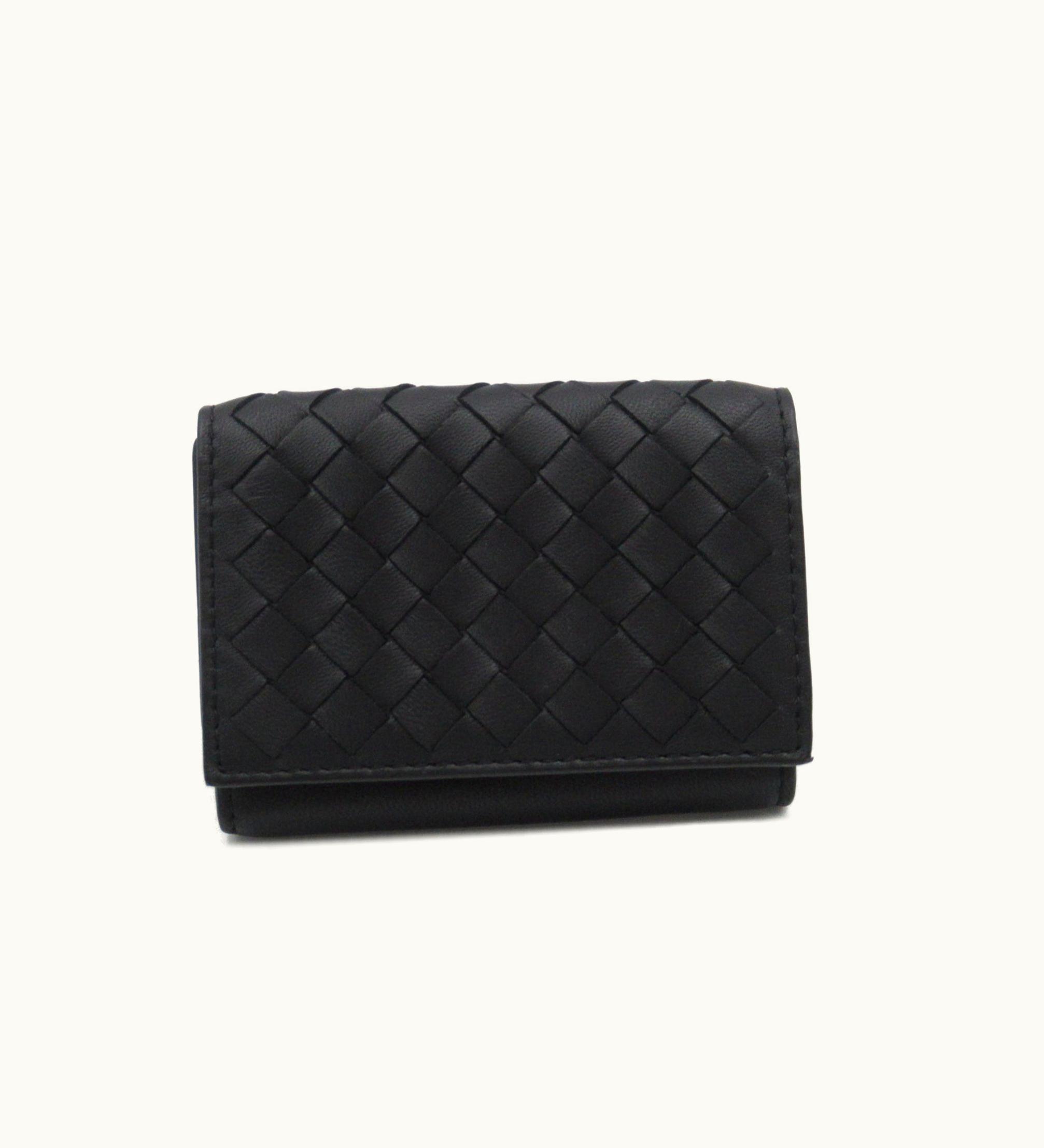 Bottega Veneta Bottega Veneta Intrecciato Tri-Fold Wallet Black Leather 515385-Vo0B2/8885
