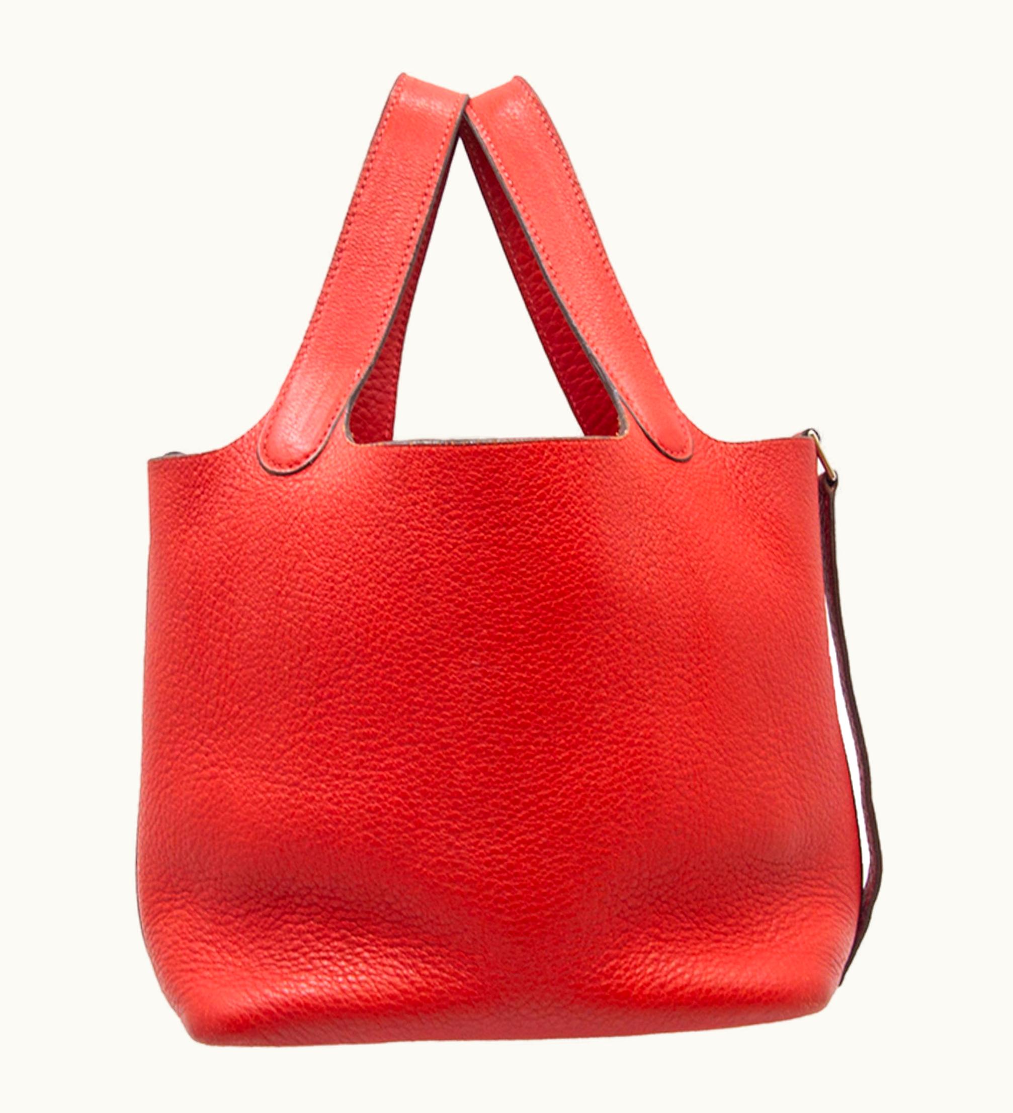 Hermès Hermès Picotin PM Taurillon Clemence Rouge Vif H Engraving (2004) Handbag Ladies