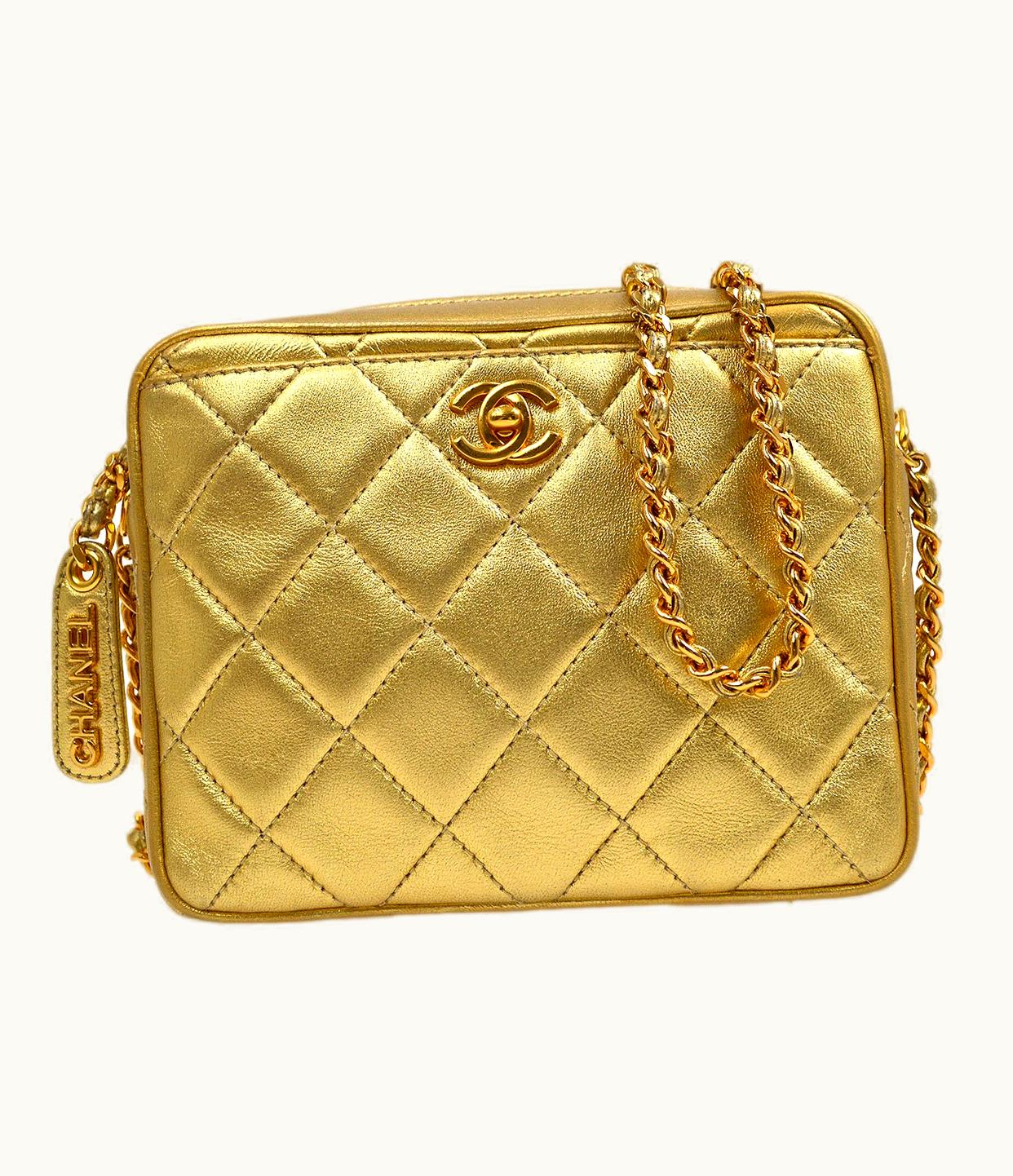Chanel Chanel 1996-1997 Gold Lambskin Camera Bag Mini 41954